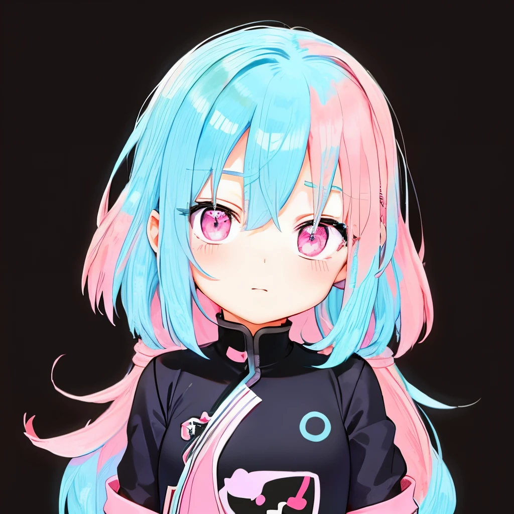 GenshinAvatar, (a *********** with pink and blue hair:1.4), highly_detailed, illustration, portrait, (((masterpiece))),(((bestquality))), (black_background:1.4), simple_background,