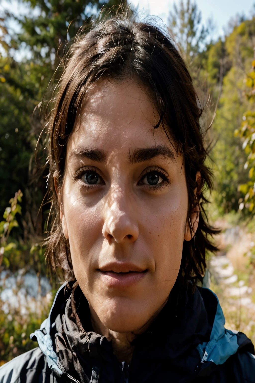 Image stylisée type affiche ancienne d'un coureur de trail de face dans la nature incluant mon visage.