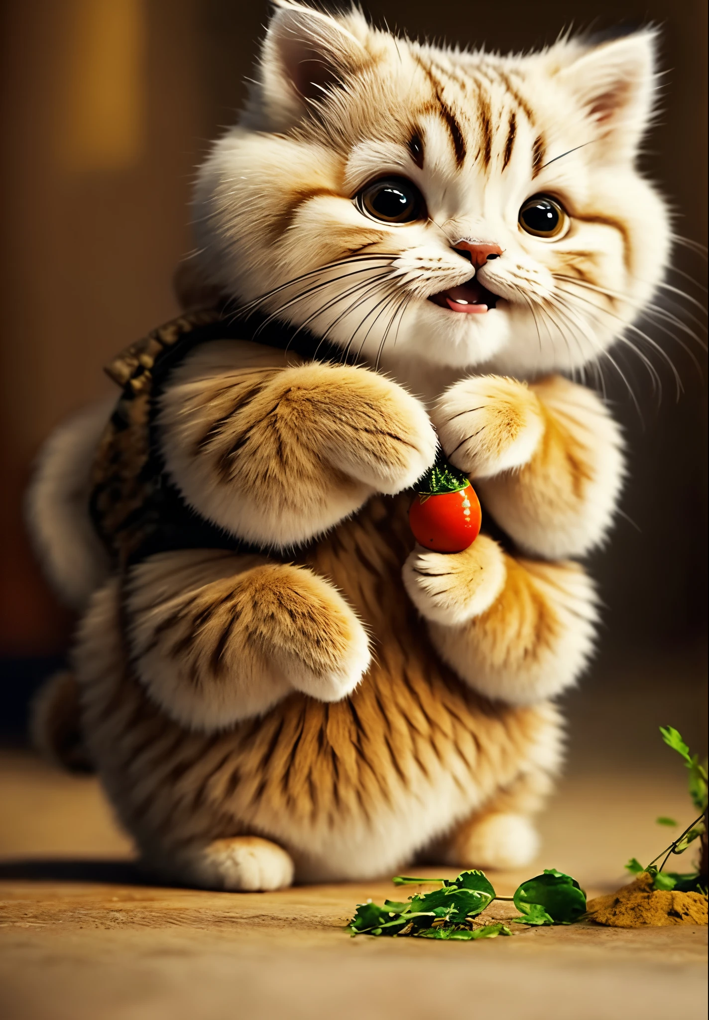 Manul cat eating curry