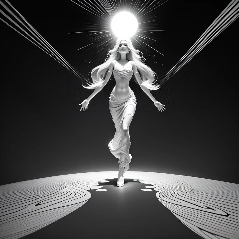 (Line Art:1.5),monochrome,A beautiful girl,Model shooting style,Abstract Painting, (Extremely detailed CG unified 8k wallpaper), A chaotic storm of lines rises from the complex liquid smoke overhead, Stylized abstract portrait of beautiful girl,Heavy Metal Style,postmodern industrial style,Surrealism,Beautiful woman sculpture figure made of thin metal wire, Golden curve structure, Wire sculpture of a woman, spiral滴金, metal curve composition, Winding Streets, Abstract woman sculpture, tiny vortex, Abstract Sculpture, twist, Rotation, complex metal wires, spiral, Long exposure photos, Smooth lines, Complex lighting