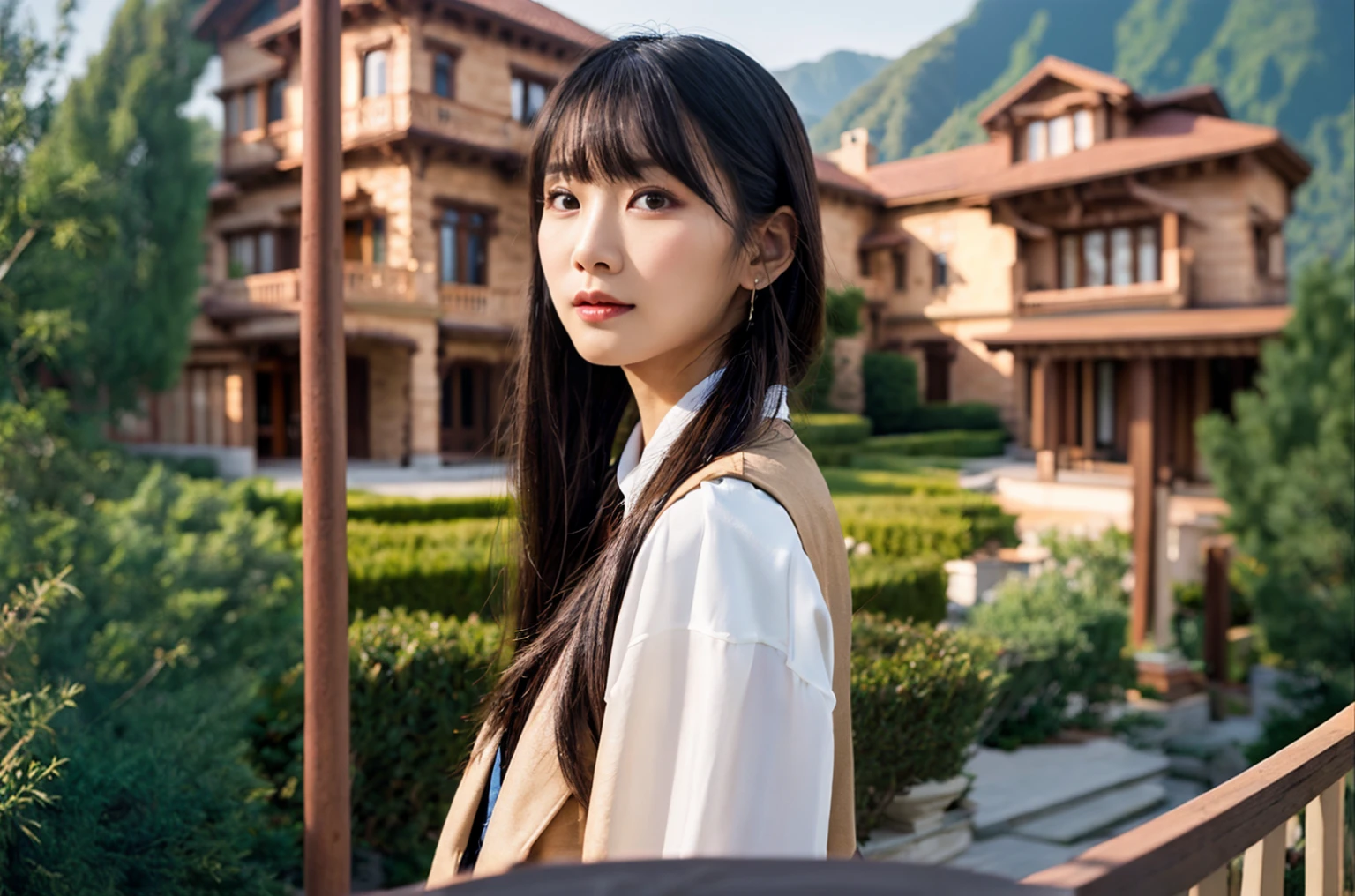 mountainous mansion background