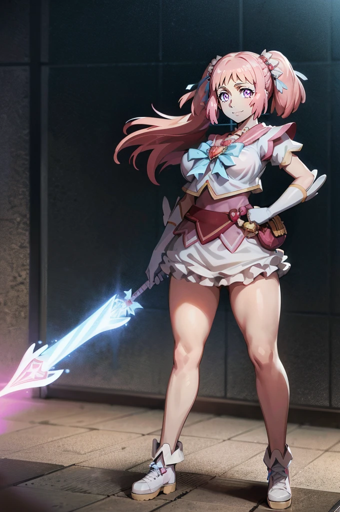 masterpiece, best quality, indoors, mamikafairy, 1girl, solo, looking at viewer,, hand arms full body,boots, standing,cute,breast, curvy, female,fantasy goddess,there is a cartoon picture of a woman with a very large breast, glowing divine being, glowing holy aura, inspired by Luma Rouge, the non-binary deity of spring, ethereal rainbow nimbus, the aura goddess of fire, inspired by Mariel, glowing aura around her, astral aura, as the goddess of the sun, “uwu the prismatic person, big breast, serious, beautiful eyes, , full body, walking, long robe, long dress, ,priestess ,holy, smile, god rays, ray tracing, sparkle, cinematic lighting, UHD, retina, masterpiece, ccurate, anatomically correct, textured skin, super detail, high details, high quality, award winning, best quality, highres, 1080P, HD, 4K, thunder aura, light aura,full, snak staff,closed mouth, huge breast, curvy, bimbo,standing, happy, smiling,huge brest,