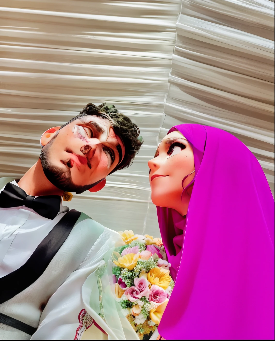 Loved ones staring at each other at a wedding