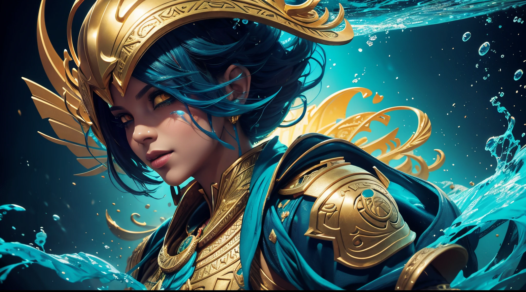 Generate mindblowing vibrant massive splash art illustration of egypt, beautifully intricate splash style art inspired by alberto seveso, vibrant ink underwater and background, uhd, 3d with depth rendered with ray tracing, powder bomb details, 64k, dynamic lighting, masterpiece, golden ratio