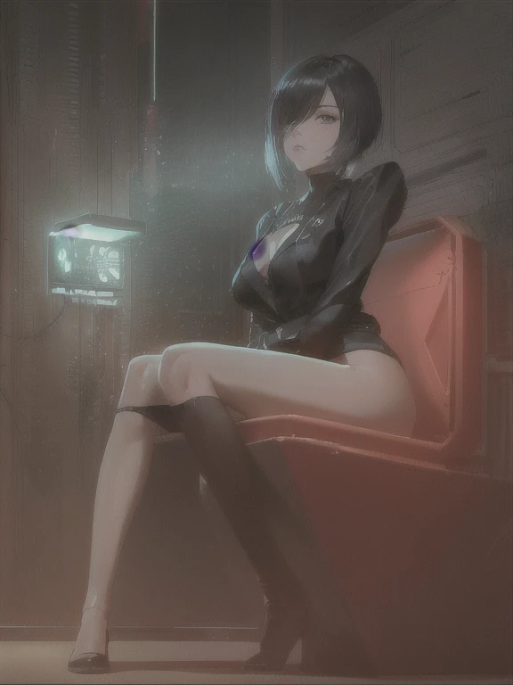 ((La mejor calidad)), ((obra maestra)), (muy detallado:1.3), ...............................................................................................................................................3D, Beautiful (cyberpunk:1.3) Mujer hacker, peinado corto,pelo corto, Volver al visor, cabello grueso, Terminal de ordenador operativo, Pantalla montada en la cabeza, computer server, Pantalla LCD, fiber optic cable, Logotipo de la empresa, HDR (High Dymanic Range), Trazado de rayos, NVIDIA RTX, Super resolution, Irreal 5, Subsoil Scatter, Textura PBR, Post-procesamiento, Anisotropic filtering, profundidad de campo, maximum sharpness and sharpness, Texturas multicapa, Albedo y Highlight Maps, Sombreado de superficies, Accurate simulation of light-material interactions, proporciones perfectas, Renderizado de octanaje, duotone lighting, ISO bajo, balance de blancos, Regla de los tercios, amplia apertura, 8K RAW, efficient sub-pixels, sub-pixel convolution, glow particles, dynamic  pose
