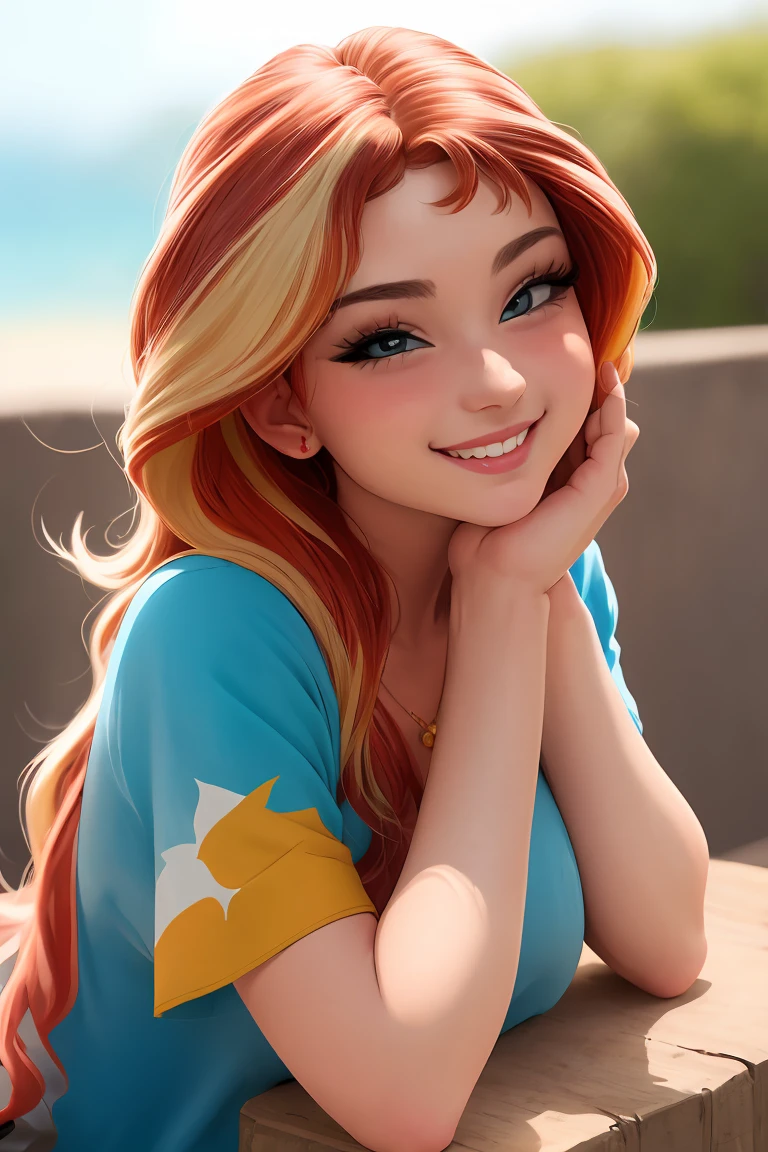(Obra maestra, La mejor calidad:1.2), solamente, 1girl, mlpshimmer, They are smiling, Mirando al espectador, Brazos cruzados, posing for camera, lingirie, hermosa chica ,20 year