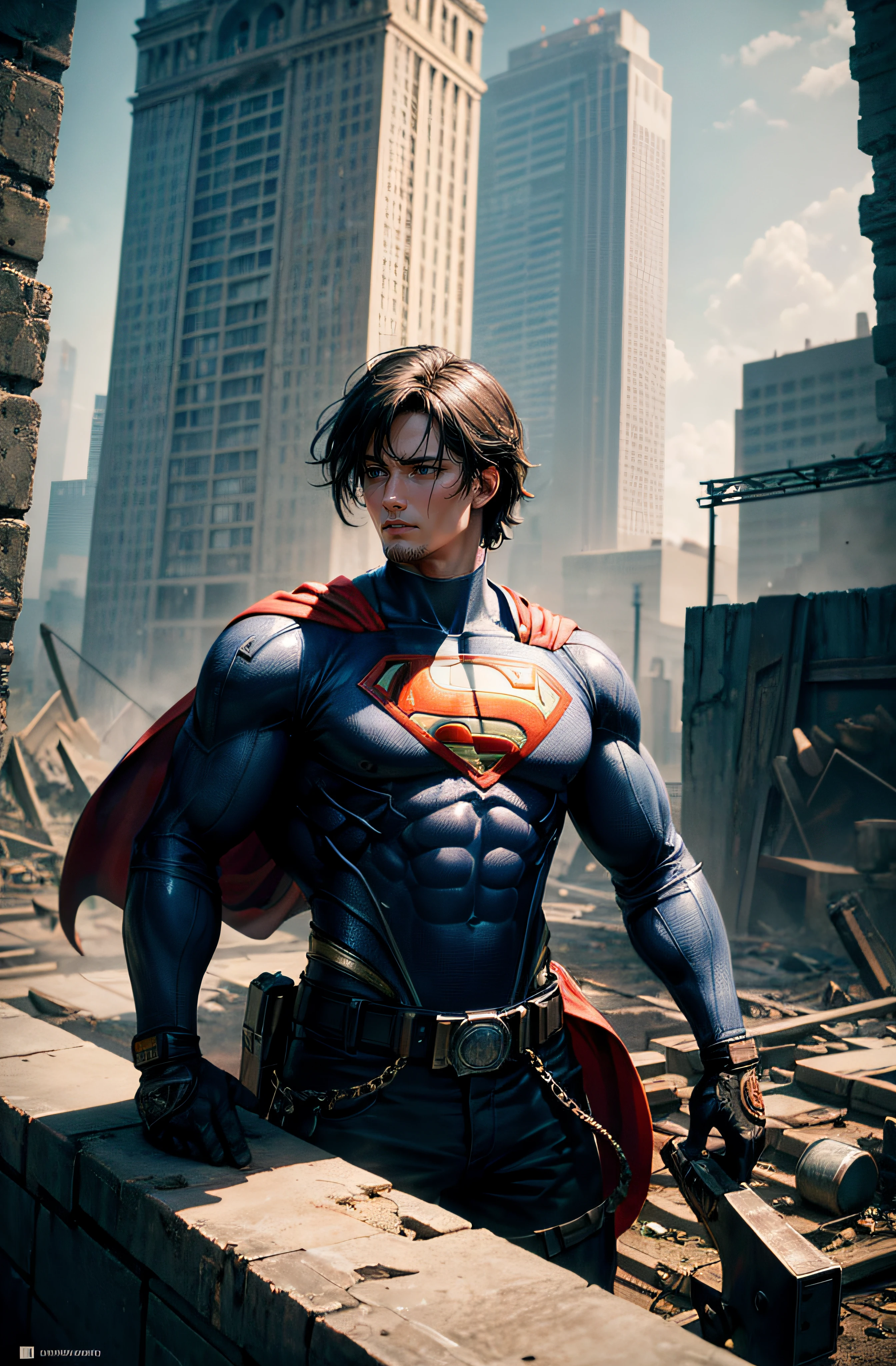 Superman sharp face riding horse with sword raised in battle with an army of horsemen riding behind him. in a ruin city perfect detail, outstanding detail, beautiful detail, masterpiece work of art, heartwarming, full detail, impressive detail, great detail UHD macro image detailed, shot, action, perfect eyes, best quality, extremely sharp focus face, analog fine film grain, post-apocalyptic, cinematic, realistic, trending art station, helicopter, focus, studio photo, details, intricate, busy, raw, 64k, isometric, digital smog, 3d render, perfect detail, outstanding detail, beautiful detail, masterpiece work of art, heartwarming, full detail, impressive detail, great detail UHD macro image detailed, shot, action, perfect eyes, best quality, extremely sharp focus face, analog fine film grain, post-apocalyptic, cinematic, realistic, trending art station, helicopter, focus, studio photo, details, intricate, busy, raw, 64k, isometric, digital smog, 3d render, octane volumetr.