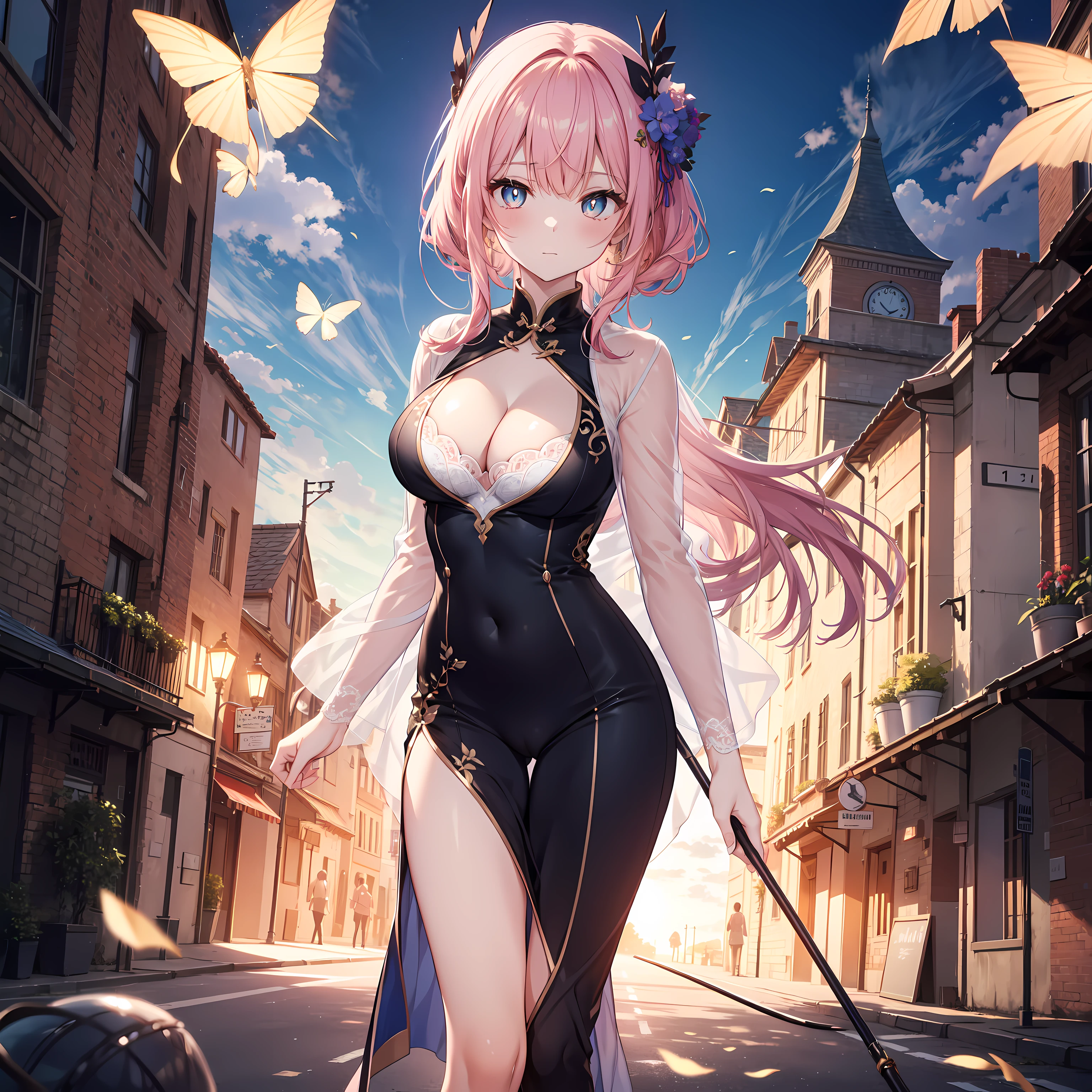 {{tmasterpiece}, }}, {extremely detaild的 CG unified 8k wallpapers}, Amazing cleavage, Detailed pubic hair, Alone, {{Flutter}, }, {{Sakura NS}, }, Outdoor sports, sky sky, {{ventania}, }, detailedbackground, beautidful eyes, ssee-through:evening formal robes:0.3, Bright pupils, {{Full body lesbian}, }, dynamicposes, dynamic angle, looking at viewert, Meticulous clothes, 电影灯光, Close-up cleavage, Best quality