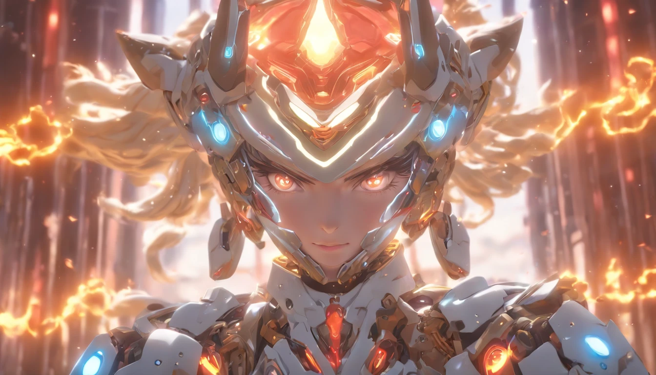 (cow boy shooting:1.2),(wide - angle shot), (shot from far away:1.3), (Complicated details:1.4), (tmasterpiece) , ((anime robots, Beautiful puppets, ((white skinned)), Angelic, 1 busty girl, magia)), (Perfect aesthetic eyes:1.3) , (詳細な目) , (The halo:1.2) , (Ring of Fire:1.3), (Mechanical wings), (wings:1.3), glowing, Double ponytail hair, colorfulhair, (Perfect hands:1.1), (Anatomically correct body:1.4), (is a perfect face), Majestic guardian knight | Super detailed robot armor | 电影灯光 | intricate filigree metal design | 16k | Unreal Engine5 | Octagonal rendering | 3D, (Anatomically correct :1.4), (Holographic hyperspace virtual universe 50mm, ultra - detailed, Fantasy Background, The face is red, Alone), (Fighting posture:1.3), (Magic Array:1.3), lightning effects, (ray traycing), Show your abilitiesA.It's mine., (glowing light eyes) , (Luminous Particle) , 16k wallpaper, Robot woman,