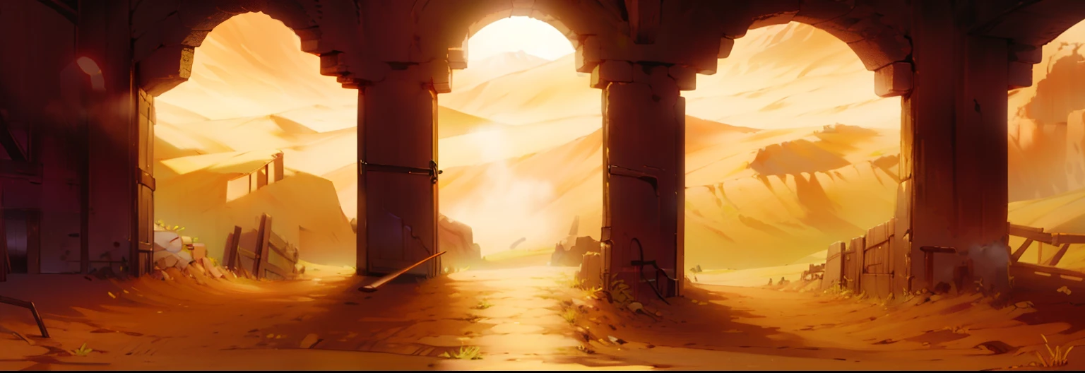 desert with many big doors , comic book, comic drawing, digital art style, 8k resolution