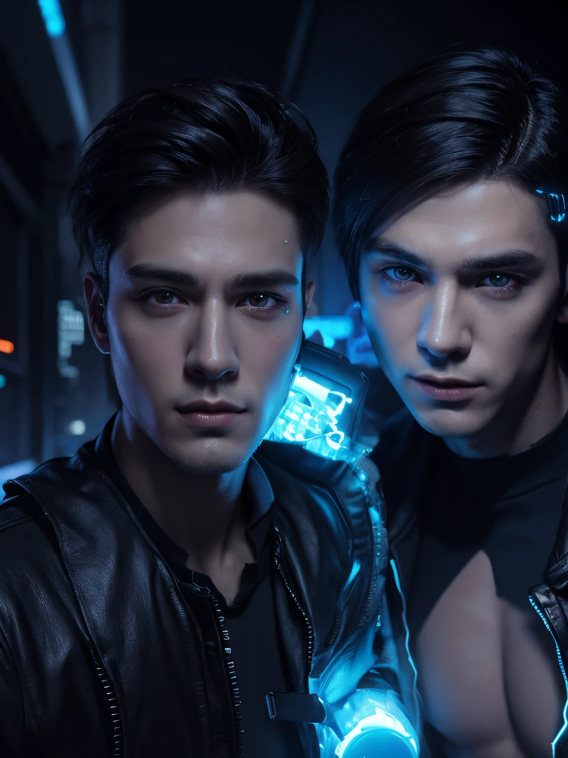 Change background cyberpunk handsome boy, realistic face, 8k, ultra realistic,