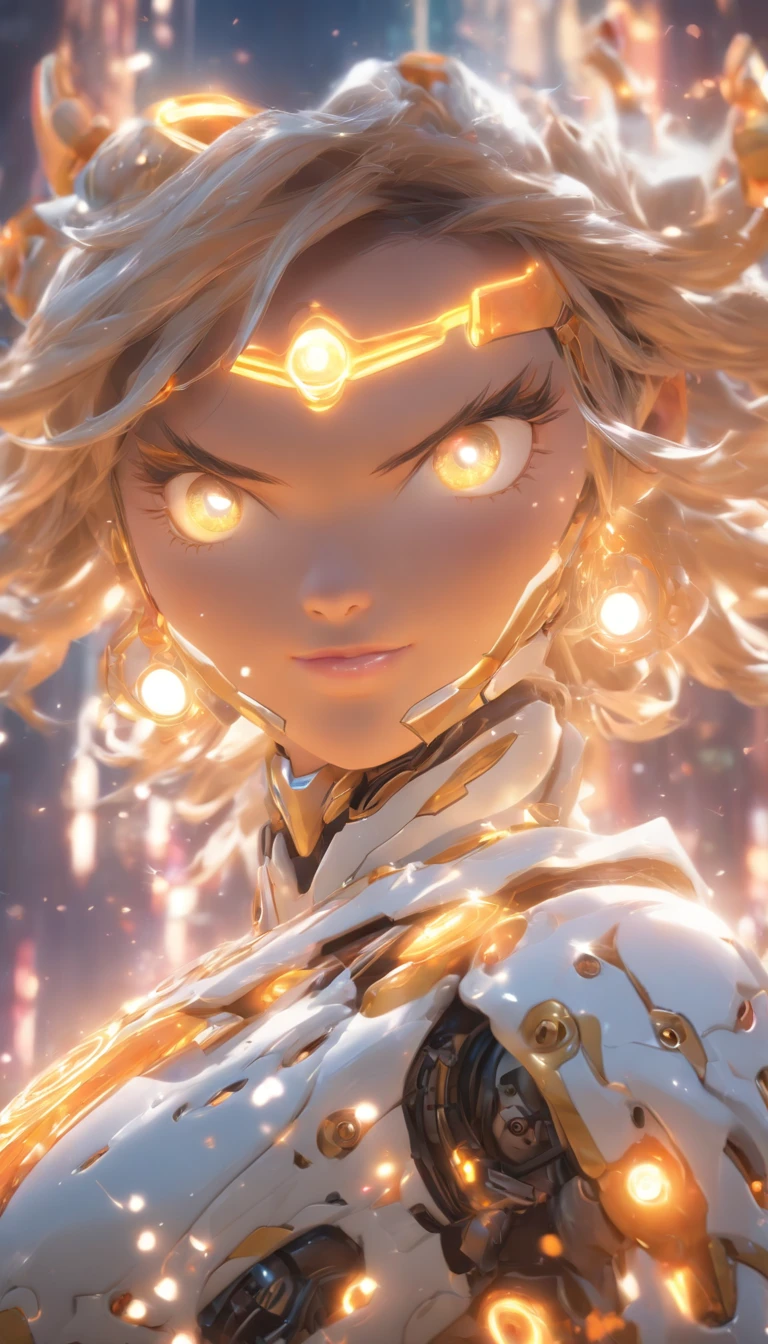(cow boy shooting:1.2),(wide - angle shot), (shot from far away:1.3), (Complicated details:1.4), (tmasterpiece) , ((anime robots, Beautiful puppets, ((white skinned)), Angelic, 1 plump girl, magia)), (Perfect aesthetic eyes:1.3) , (詳細な目) , (The halo:1.2) , (Ring of Fire:1.3), (Mechanical wings), (wings:1.3), glowing, Double ponytail hair, The color hair, (Perfect hands:1.1), (Anatomically correct body:1.4), (It's a perfect face), Majestic guardian knight | Super detailed robot armor | 电影灯光 | intricate filigree metal design | 16k | Unreal Engine5 | Octagon rendering | 3D, (Anatomically correct :1.4), (Holographic hyperspace virtual universe 50mm, ultra - detailed, Fantasy Background, face flushed, Alone), (Fighting posture:1.3), (Magic Array:1.3), lightning effects, (Ray traching), Show your abilitiesA.this is mine., (glowing light eyes) , (Luminous Particle) , 16k wallpaper, Robot woman,