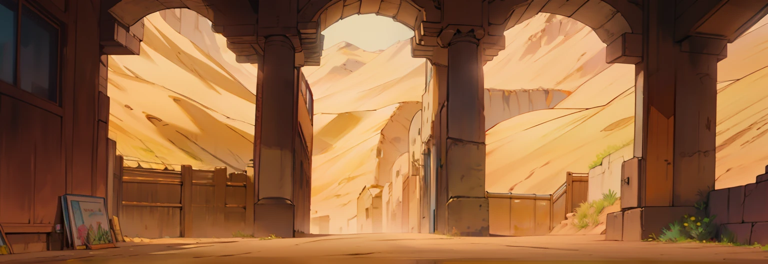 desert with many big doors , comic book, comic drawing, digital art style, 8k resolution
