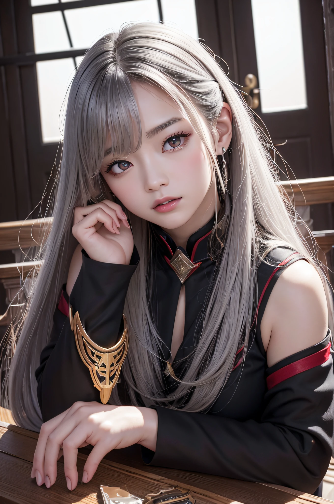 1 Japanese、War Frame、Prime、Si Prime、Bolt Prime、saryn prime dynamic pose、complex pattern、heavy-metal、energy line、Faceless Glowing Eyes、With long silver hair、wind blown hair、elegent、vehement、Blood red and black uniform、Bloody wings、独奏、A desert、Sunny、with light glowing、toenails、 Dramatic lighting、 (​masterpiece:1.2)、top-quality、hight resolution、beautifuldetails、ighly detailed、Perfect litthing、Stroke Hua、frombelow