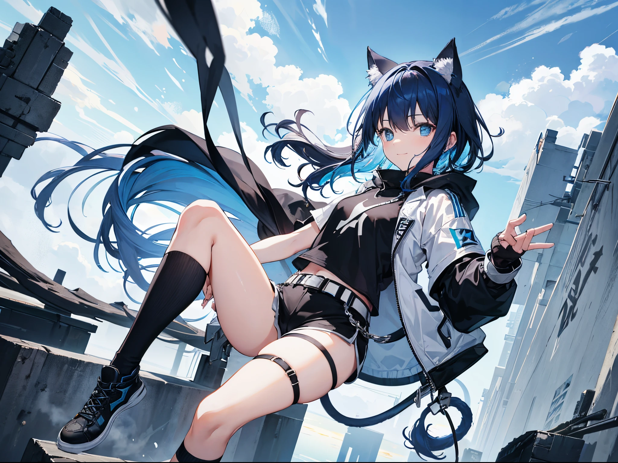 ，Clouds， view over city， mountain ranges， Masterpiece, Best quality, Highly detailed,Masterpiece,Best quality,offcial art,Extremely detailed Cg Unity 8K wallpaper，{{{Giantess}}}，Giant，1girll，{Black stockings}，modern miniature city，A cold expression，Sit on a modern miniature city ，Contact viewers，The feet emit steam，Smash the city，