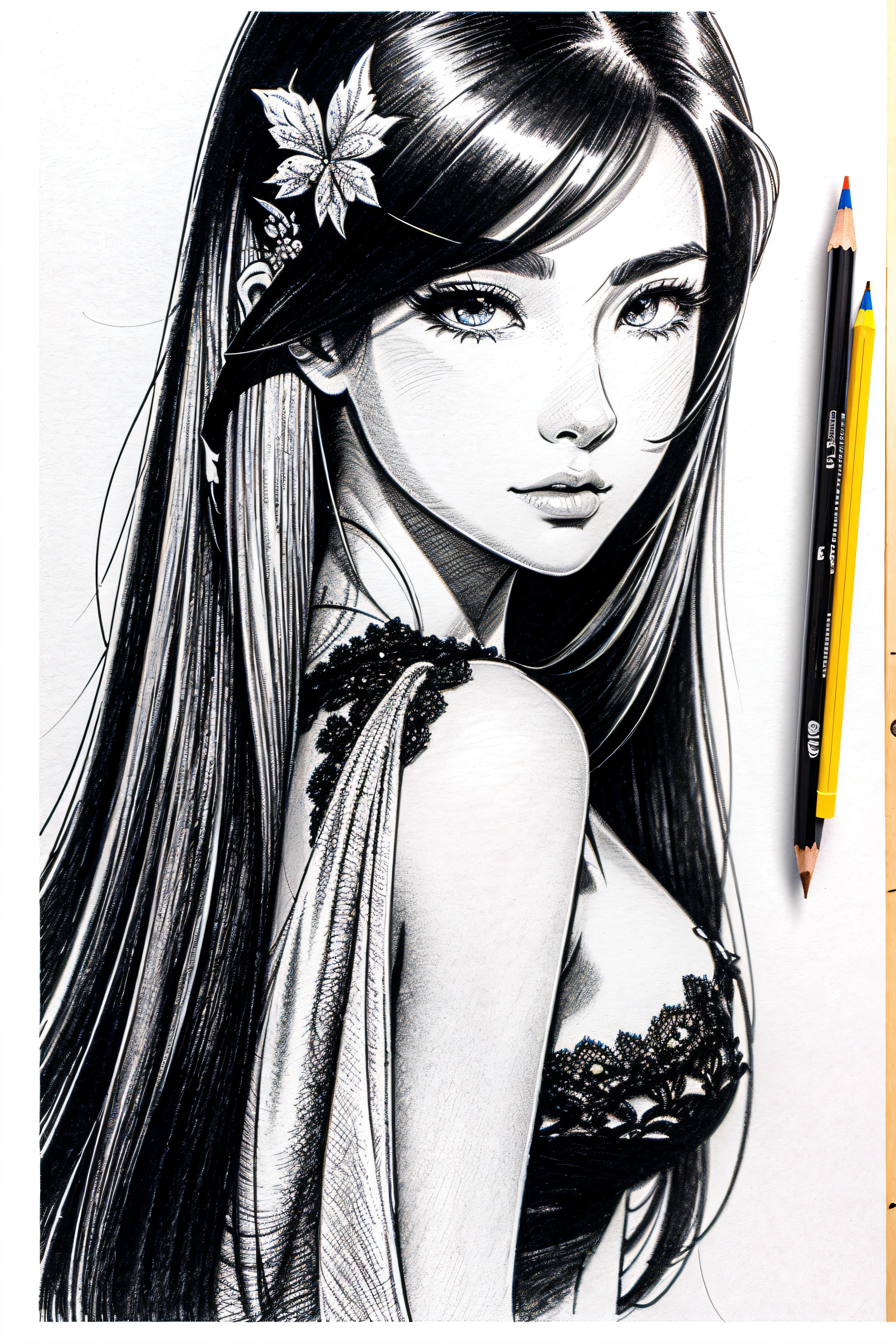 pencil drawing、Dramatic style、cartoon、Masterpiece、top-quality、best composition、ultra-detailliert