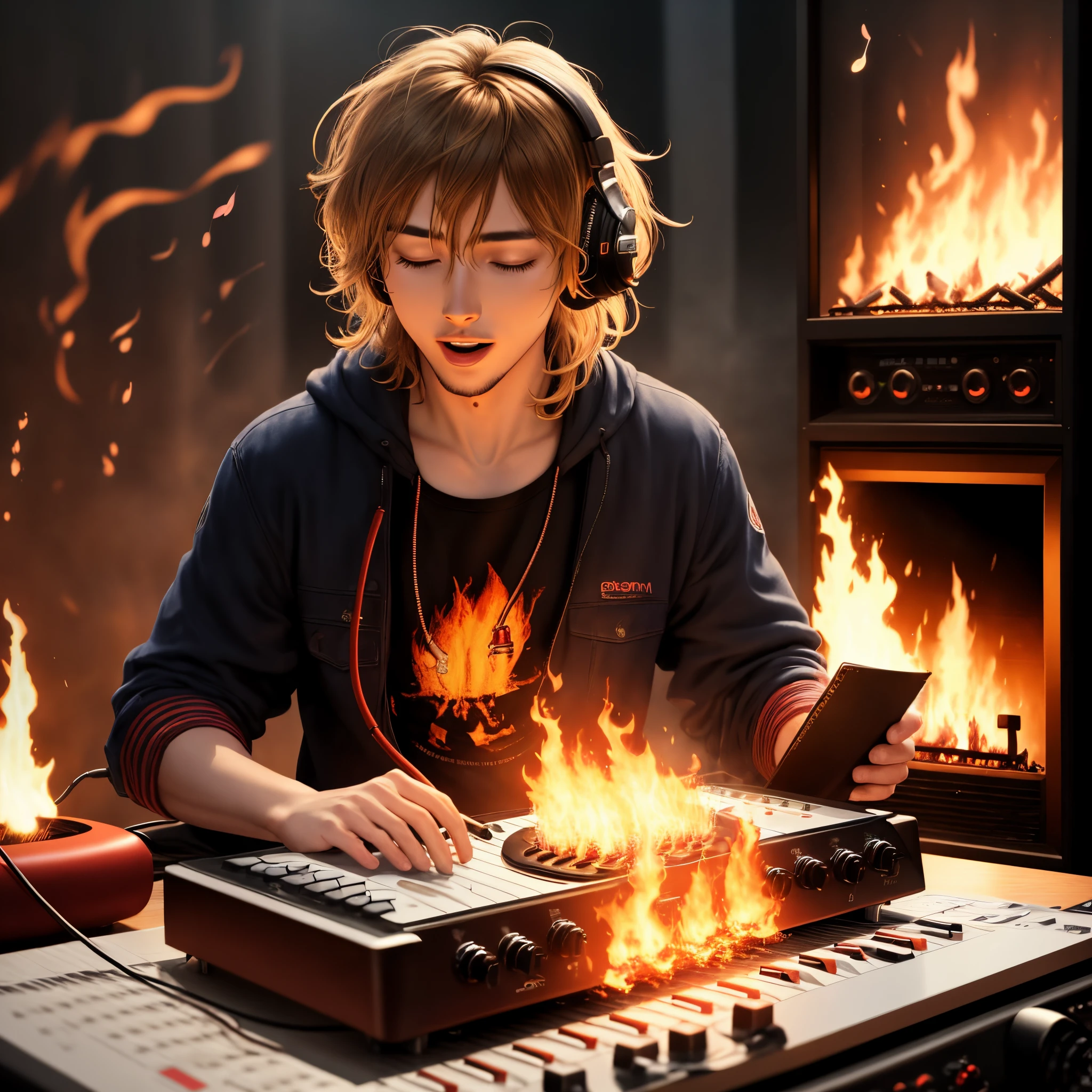 fire, music, note