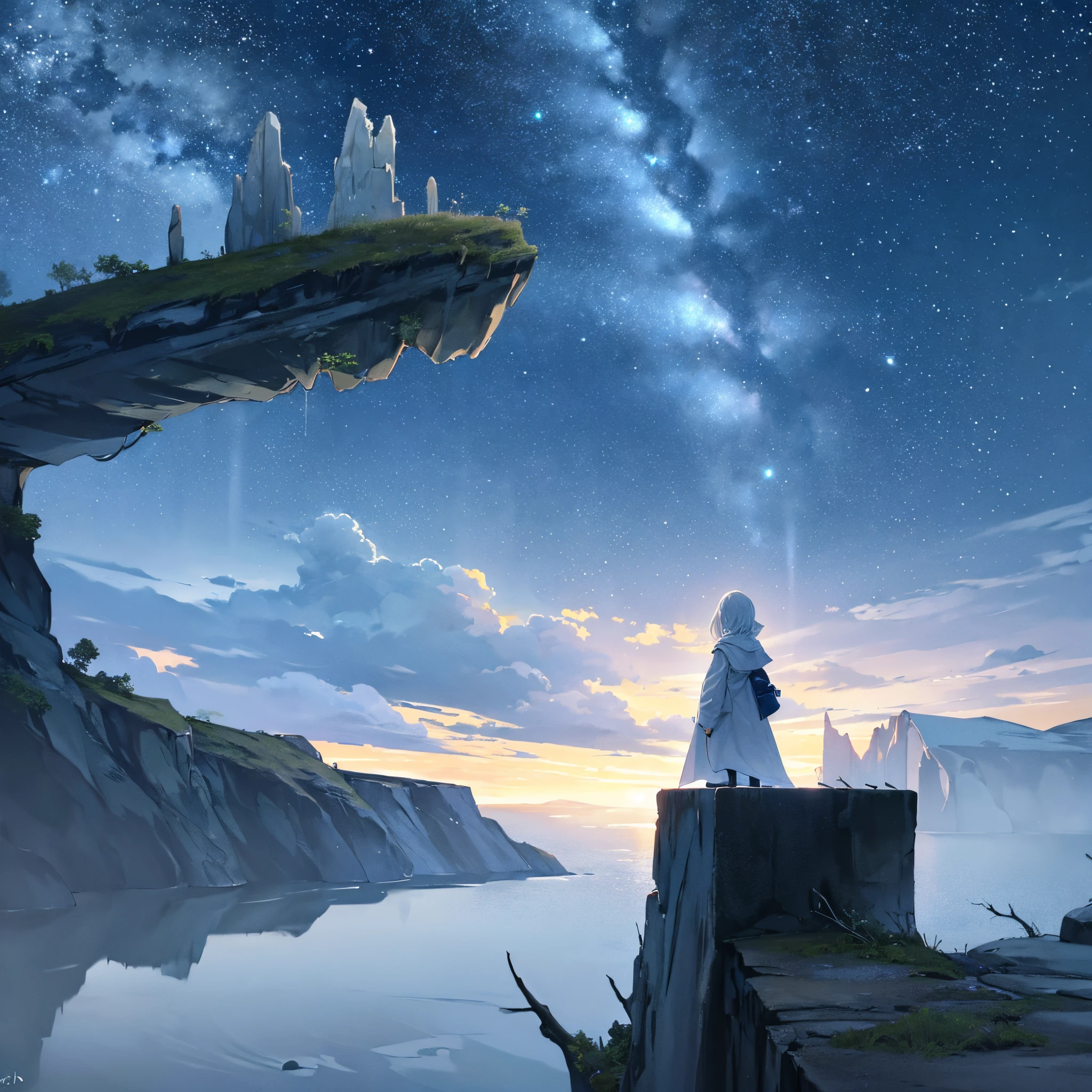 starrysky、with no people、Serene、Deserted、No humans、secluded、Landscape only、scenery,comfortable, reasonable structure,abundant,8k, high detail, wallpaper,serene,tranquil, secluded, foreground, middle ground, background, naturalistic, concept art, Reasonable light and dark relationship,