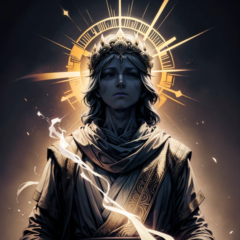 line art, the God said "let there be light"