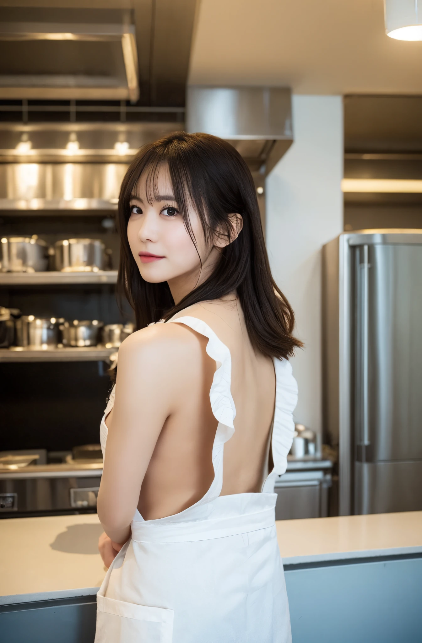 (((Backshots:1.5))), diagrams,Create the best glowing composition of a person、Express. ((masutepiece)), (((Highest Quality)))), ((Ultra Detail)), (A hyper-realistic), (Very delicate and beautiful), Girl as a masterpiece, Highest Quality, Realistic skin, Realistic fabric, Realism illustration focusing on a girl with realistic and ultra-detailed eyes on the center front. This is the absolute rule, and the following sentence expresses the image quality.
break
1 beautiful Japan girl, ((huge-breasted)), ((cleavage)), ((sideboob barbosa, underboob)), Slender Abs Beauty: 1.3, (((Random and sexy poses:1.5))), ((Random and cute facial expressions:1.5)), ((Random and cute hairstyles)),(Big: 1.2), (((sexy white naked apron: 1.3))), Ultra-detailed face, Detailed eyes, Double eyelids, (((Random composition:1.5))), (((Cafe Background))), ((In a beautiful kitchen)), ((white sexy naked ruffle apron))
break
Sony Alpha 1 mirrorless camera and Sony FE 24-105mm f used/4G OSS Lens. Set the ISO sensitivity to 32,Set the shutter speed to 000 and 1/125 sec. The image is、It is necessary to put it in the frame so that the girl is in the center, Vast starry sky and gentle hills "princessmononoke" In the background. --ar 16:9 - V5.1 --Style raw --Q 2 --S 750