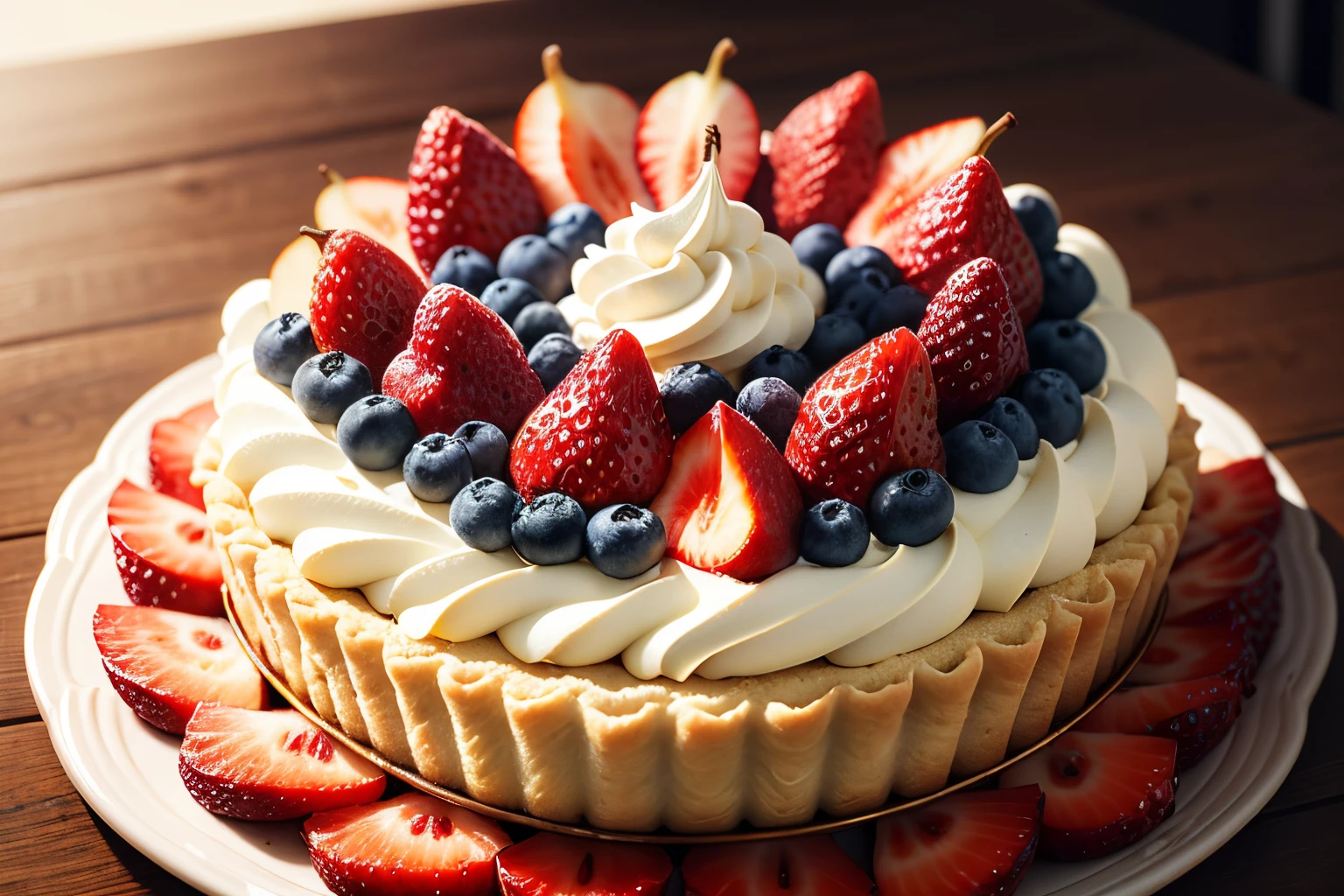 kek, Fresh cream Tartle with plenty of fruit Fruit tart yummy ornate cut 1 cut Pear Pears 1Please cut it into cuts.。