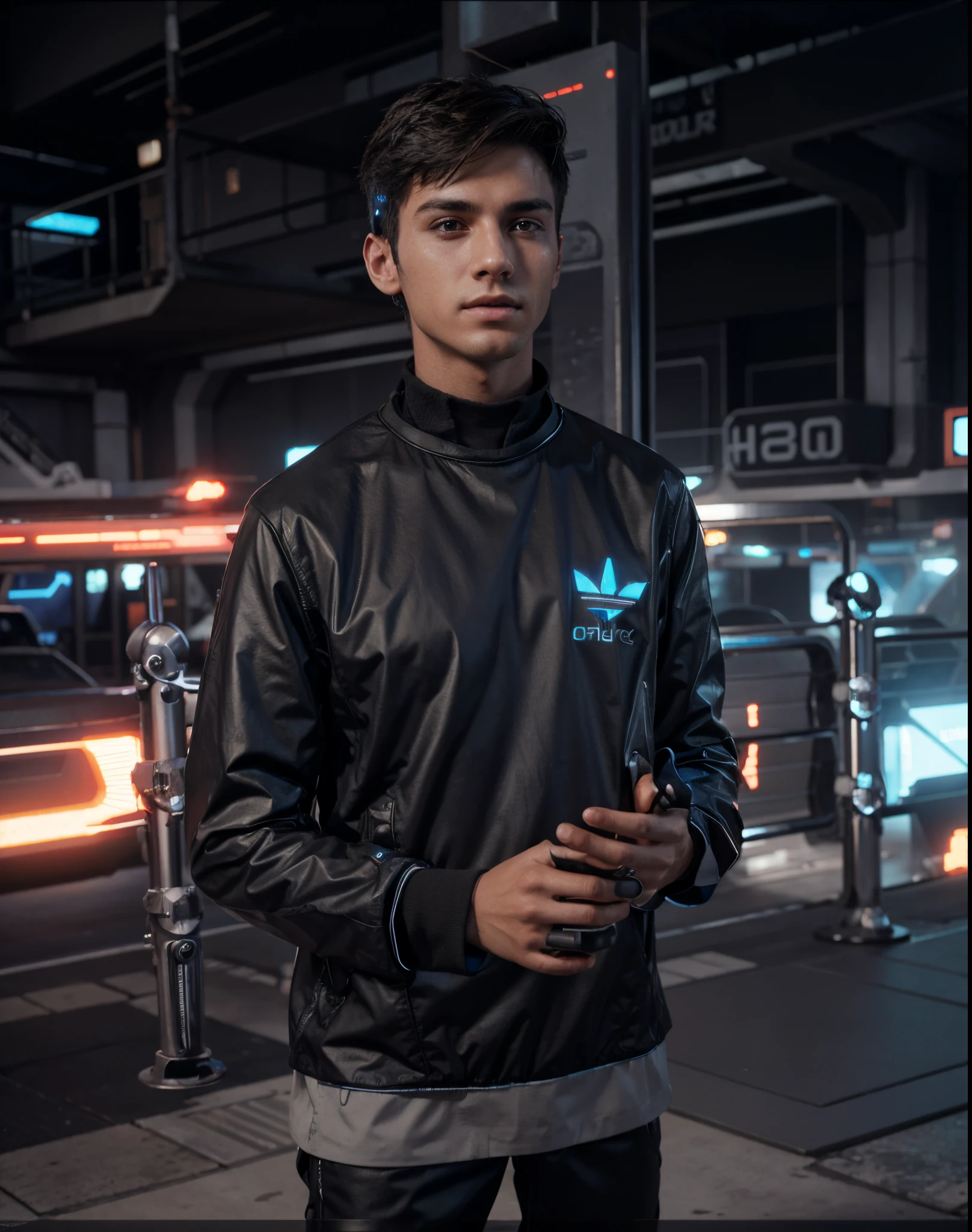 A futuristic, cyberpunk, handsome boy realistic, hd texture, 8k ultra hd,