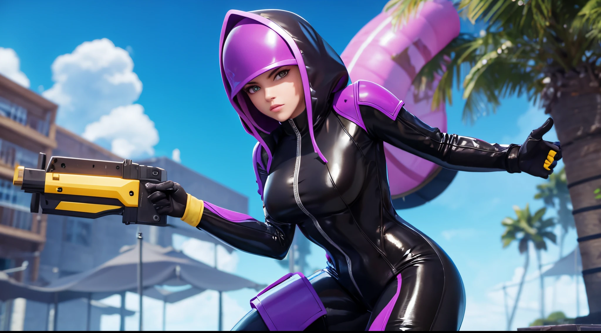 fortnite latex suits action scene beauty