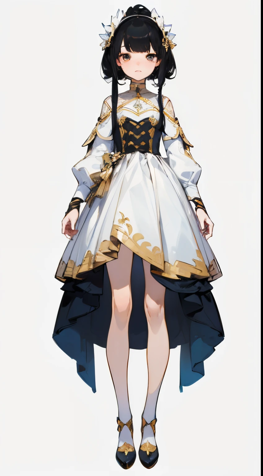 ((masterpiece)),(((bestquality))), (Character full body), (Character sheet), 1 girl, standing full-body, Clear facial features,Simple line design,Transparent background,(tmasterpiece,top Quority,best qualtiy, Clear facial features,beautidful eyes,beauitful face), (simple background, White background: 1.3), black hair, gold eyes,