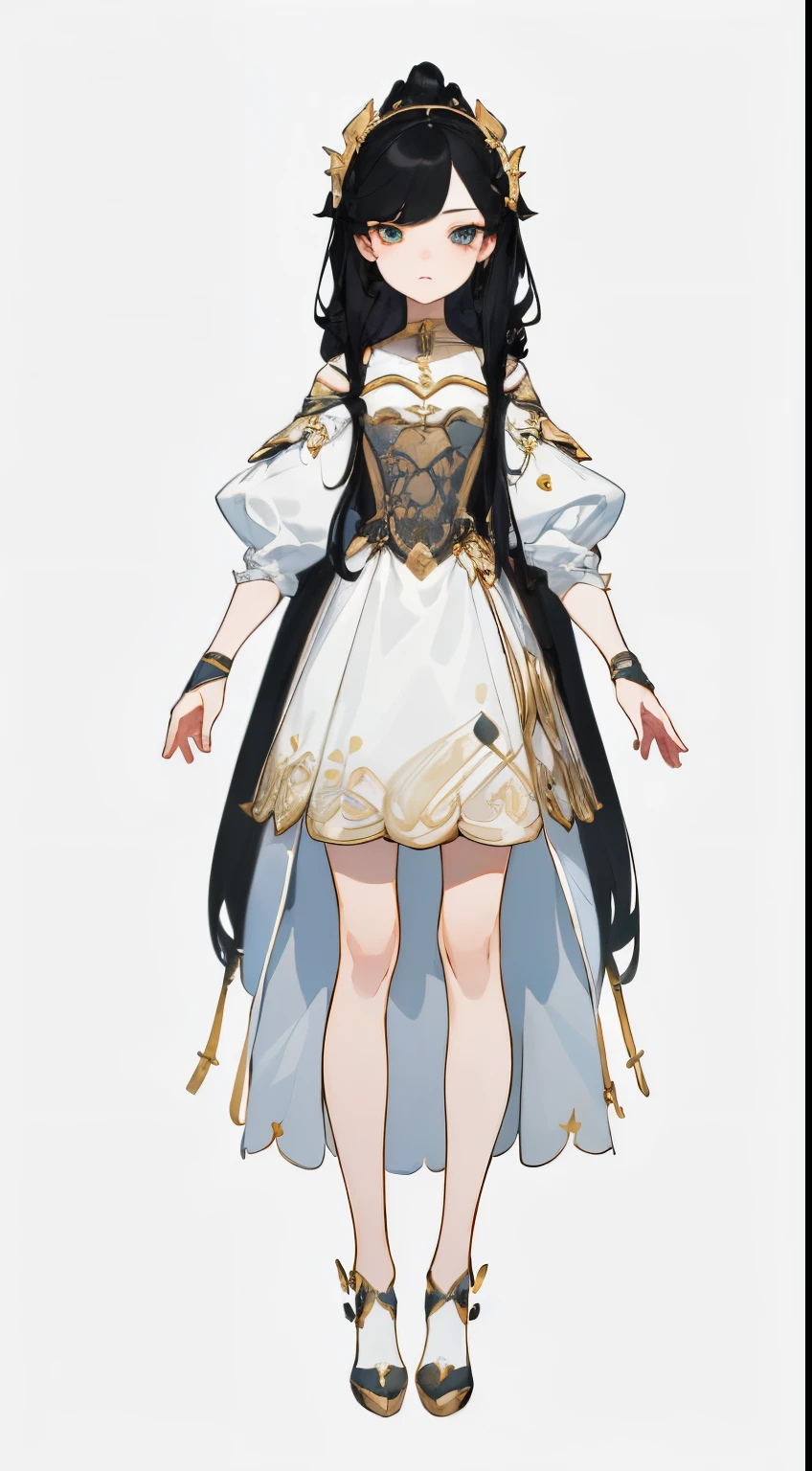 ((masterpiece)),(((bestquality))), (Character full body), (Character sheet), 1 girl, standing full-body, Clear facial features，Simple line design，Transparent background，(tmasterpiece，top Quority，best qualtiy, Clear facial features，beautidful eyes，beauitful face), (simple background, White background: 1.3), black hair, gold eyes,