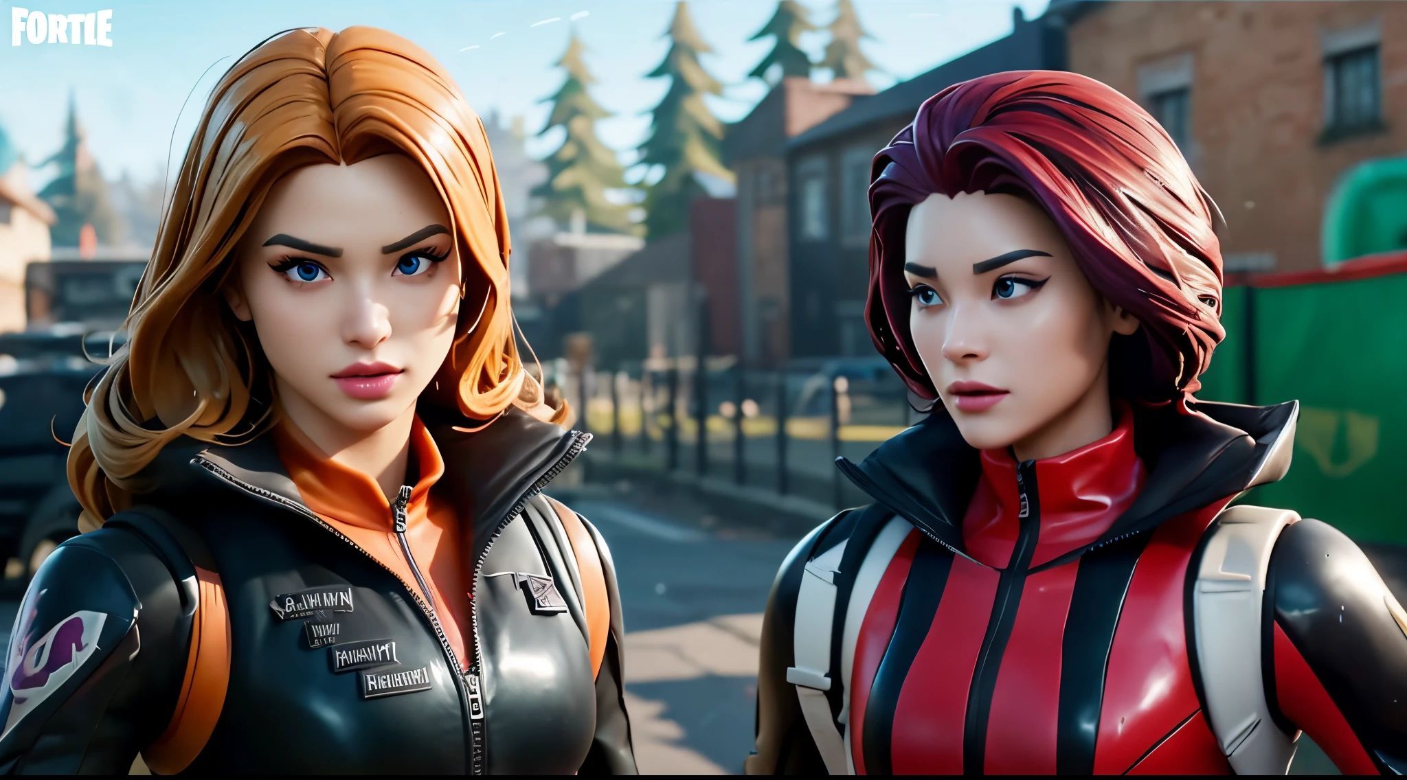 fortnite portrait latex suits action scene beauty