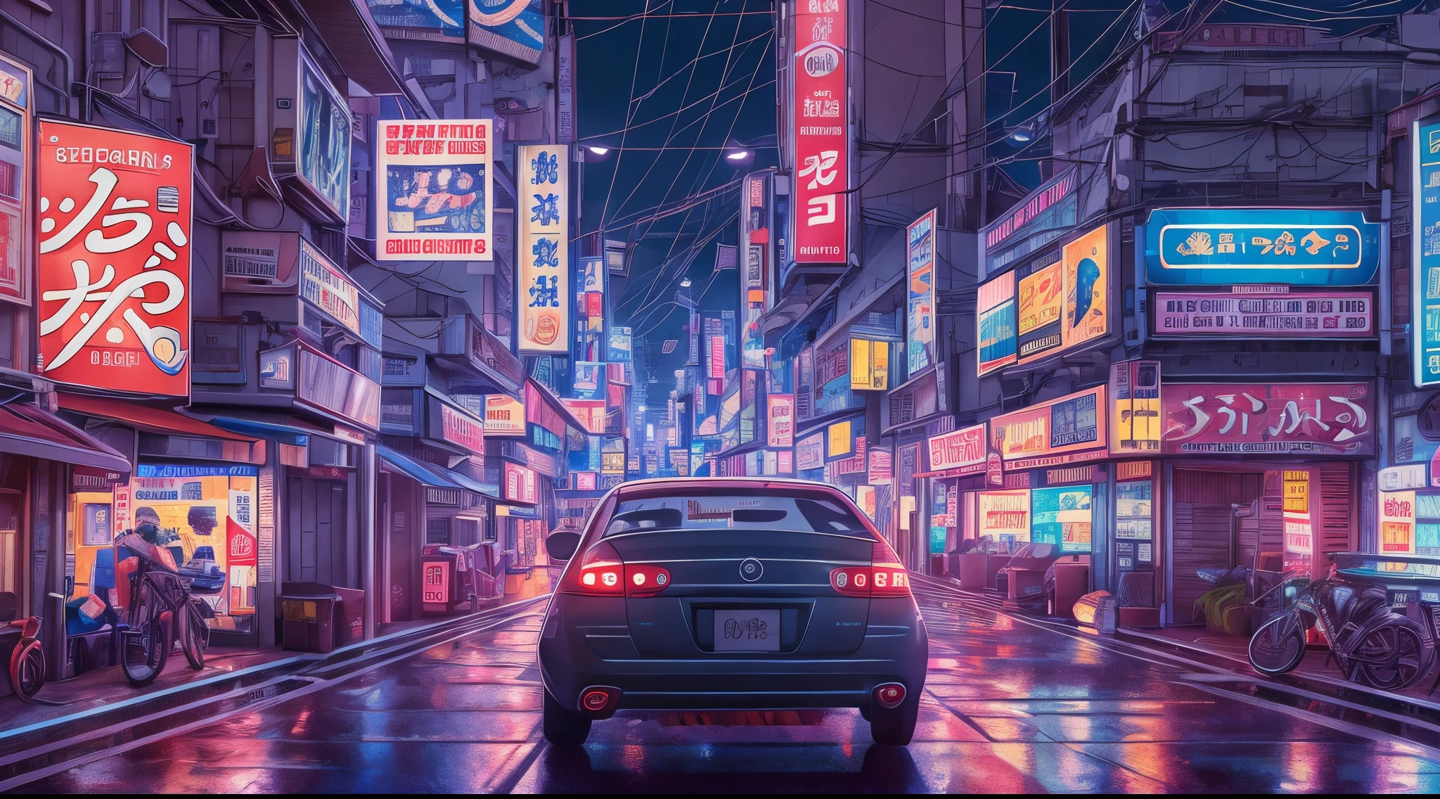 Osaka night, raining day, without crowded, masterpiece, best quality, high quality,extremely detailed CG unity 8k wallpaper, HDR, Chromatic Aberration ,Photorealistic,extremely detailed, trending on artstation, trending on CGsociety, Intricate, High Detail, dramatic, art by midjourney