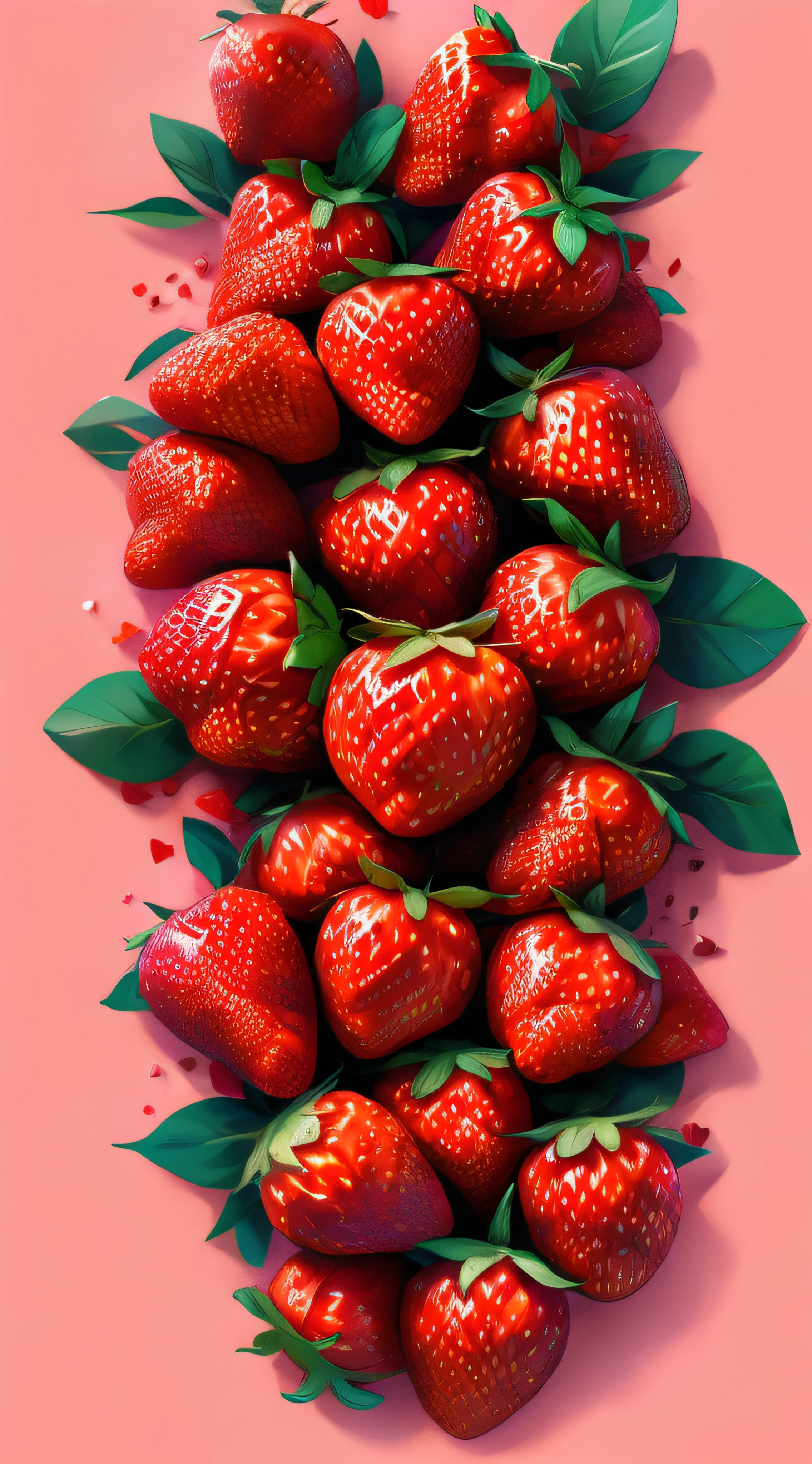 Multiple strawberries pink background