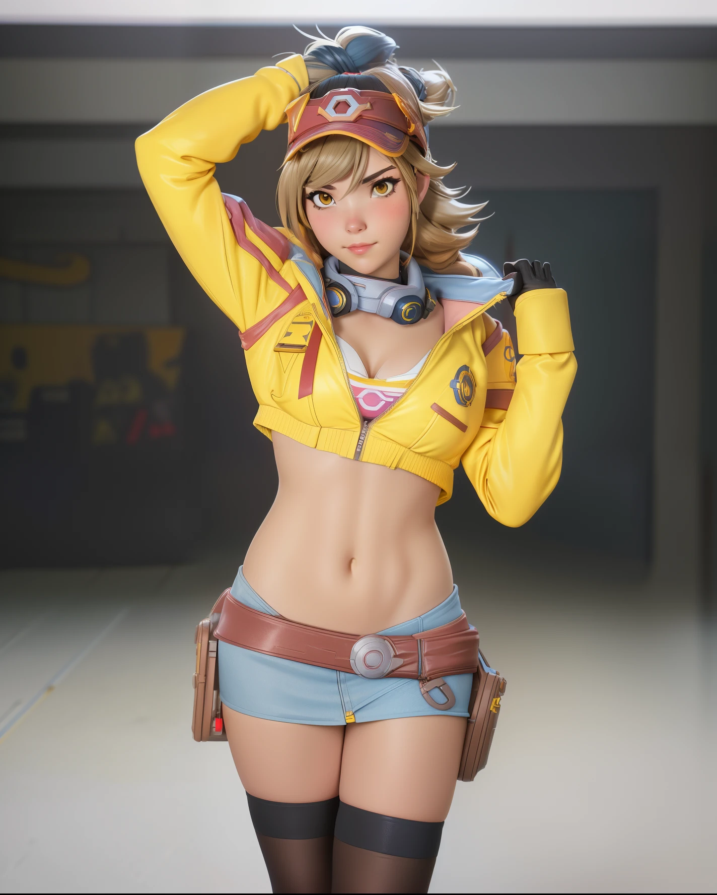 Cindy Aurum Final Fantasy, full body leaning side position , beautiful open legs, open jacket without buttons , Topless, beautiful medium breasts showing , sexy e semi nua, ripped mini skirt , sensual smile of pleasure , hands touching , long  hair, surreal, 4K