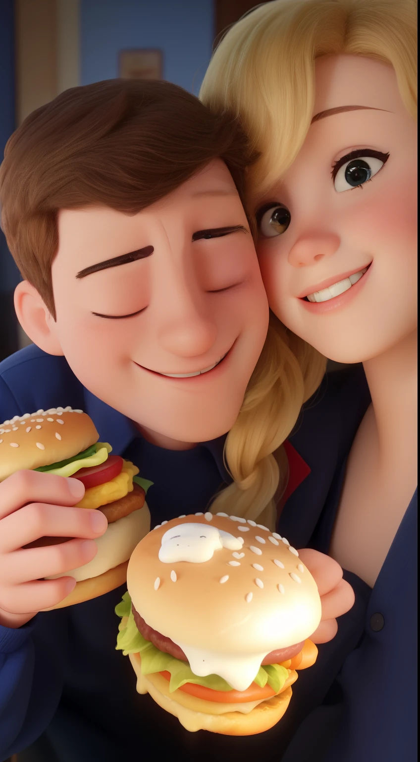 araffes et un homme posent pour une photo tout en tenant un hamburger, devours a hamburger, manger un hamburger, manger un cheeseburger, Manger Camera POV, manger un hamburger, Examen de la restauration rapide, manger un beignet, Image de profil, Manger, mukbang, delicious, nourriture, Manger à l&#39;interior de McDonalds, Servir des hamburgers, eating cakes