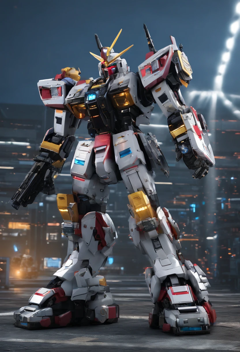 Gundam Mech,Land Combat Jim,binh,Explosive reactive armor , scientific fiction, Front view, sense of science and technology, c4d, Overclocked renderer, unreal-engine, high detal, industrial design, 8K high-definition, studio light, Vintage