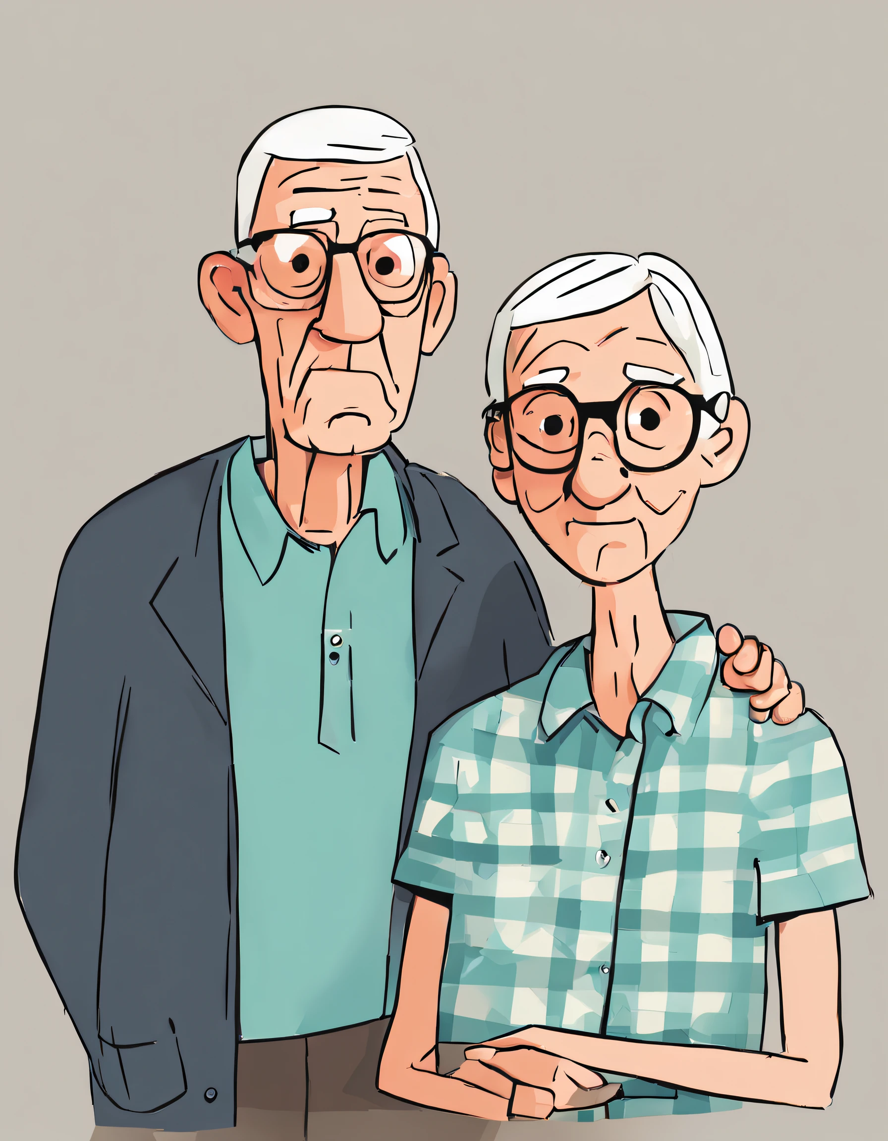 Grandparents, parents, parents，character concept design, A half body，Jean Julian (Jean Jullien) styled,