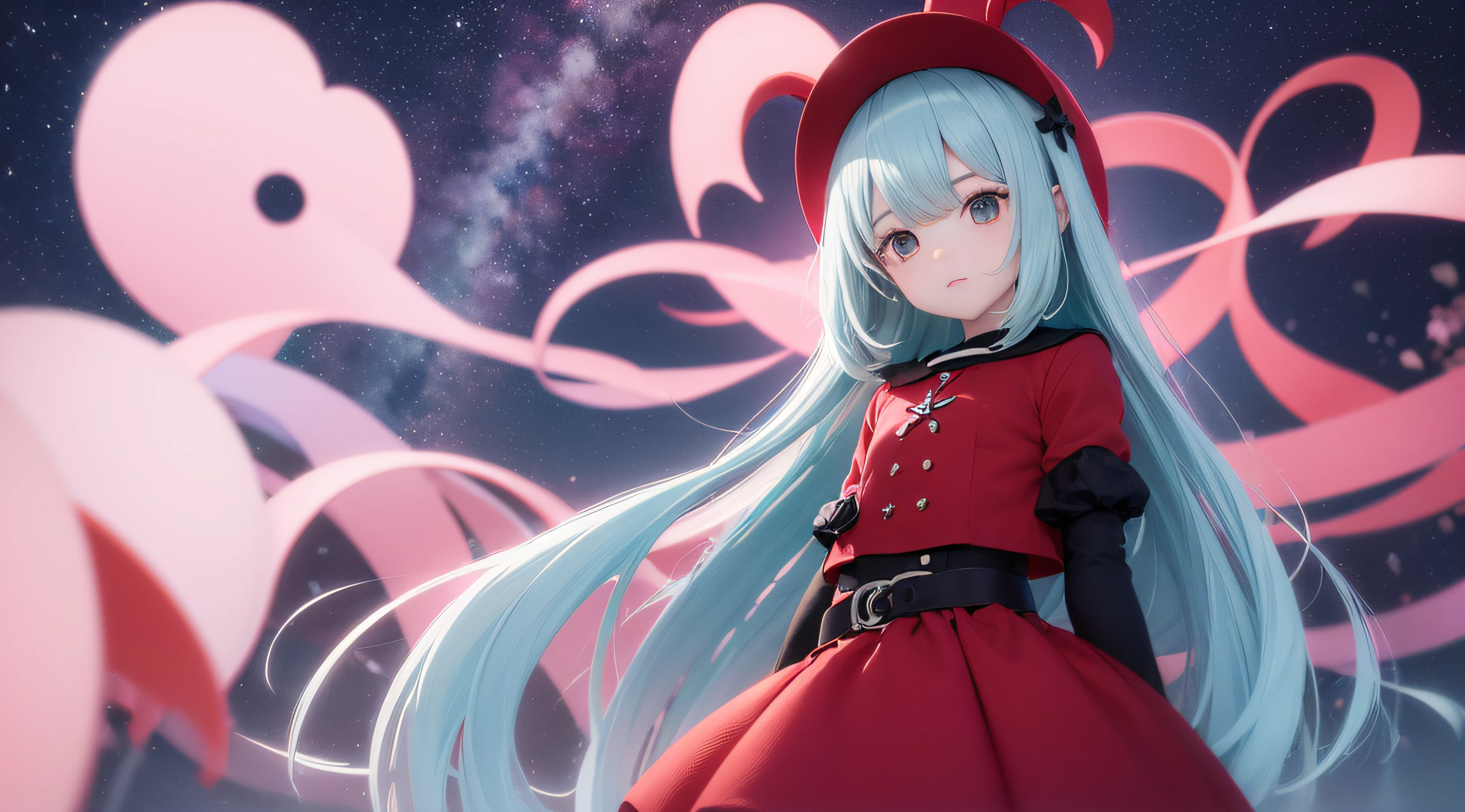 (obra prima) (perfection) (ultrarrealista) (sem defeitos) meninas de anime com chifres, noite, malvada, olhar sedutor, linda, roupas de couro na cor preta e vermelha, montanhas ao fundo da imagem