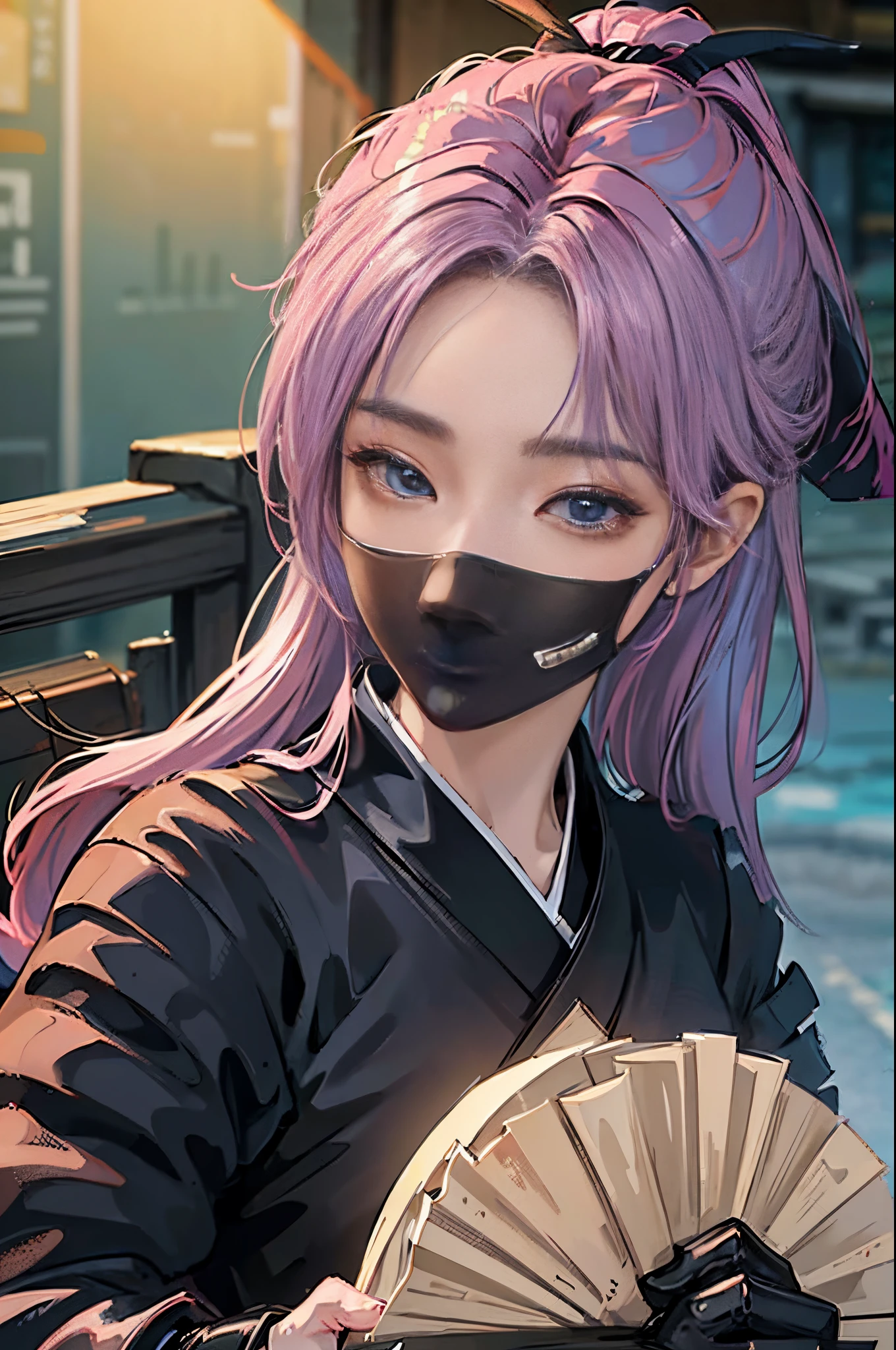 1人の女性、 Look at the viewer,
Her upper body, Her beautiful blue eyes, Pink hair with twin tails, Moles under her eyes, Plump and glossy lips, Heart-shaped choker,Female ninja 、stealth、Ninja Black Costume、Black mask、Looking at the viewer, smiling at the viewer. .. .. .. .. .. .. .. .. .. .. .. .. .. .. .. .. .. .. .. .. .. .. .. .. .. .. .. .. .. .. .. .. .. .. .. .。.。.。.。.。.。.。.。.。.。.。.。.。.。.。.。.。.。.。.。.。.。.。.。.。.。.。.。.。.。.。.。.。.。.。.。.。.。.。.。.。.。.。.。.。.3D, cyberpunk style short clothes、, of the highest quality, 8K, Detailed skin texture, Detailed Cloth Texture, beautifull detailed face, Intricate details, Female ninja、Kunoichi、Ninja Outfit、Edo townscape、morning landscape edge lighting, Side lighting, Cinematic lighting, Ultra high definition, 8K UHD, Film grain, Best Shadows, Delicate, Facing the viewer, front facing