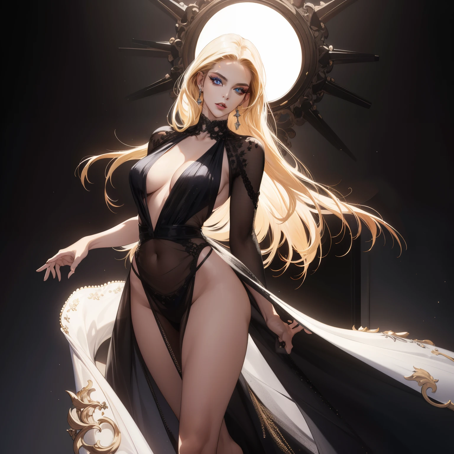 (best quality,4k,8k,highres,masterpiece:1.2),ultra-detailed,(realistic,photorealistic,photo-realistic:1.37),beautiful detailed eyes,beautiful detailed lips,extremely detailed eyes and face,long eyelashes,1 girl,model,fierce,defiant,famous model,blonde,model with confident eyes,striking blue eyes,magnificent hairstyle,breathtaking beauty,flawless skin,fashionable attire,stylish makeup,great posture,posing with attitude,photo shoot set,audience admiring,model under spotlight,dynamic lighting,high fashion vibes,vogue style,graceful movement,runway fashion show,glamorous background,jaw-dropping elegance,strikingly confident expression,captivating charm,piercing gaze,captured in a stunning pose,female model wearing couture,famous for her unique style,inspiration for aspiring models,graceful and bold presence,living legend of the modeling world,renowned across the globe,model known for her fierce and defiant personality