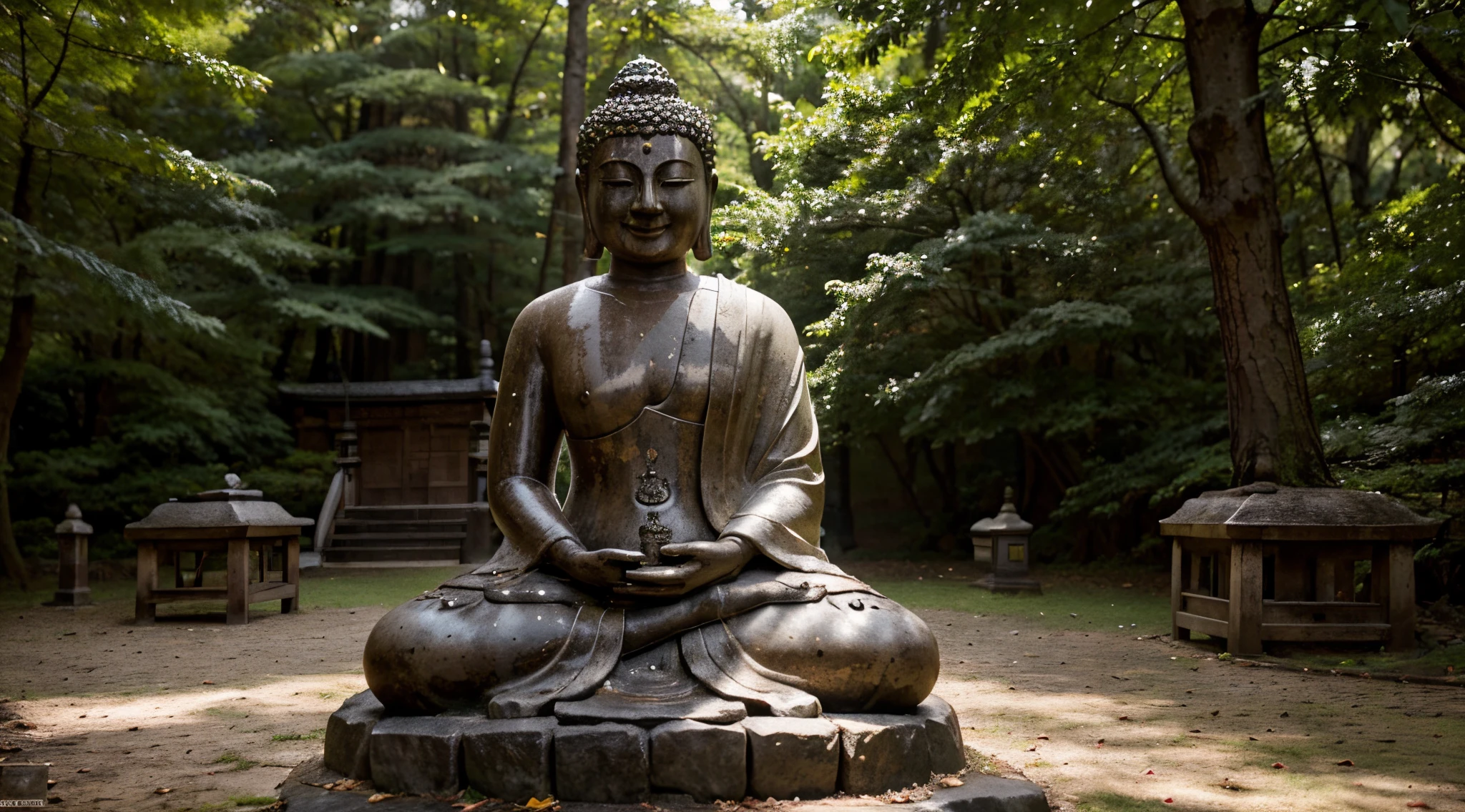 A Buddhist statue enshrined within an old, dilapidated temple in Kyoto, Japan、He lets out a creepy laugh in the middle of the night。Between 2 and 3 a.m.、Breaking the Silence「couscous」"「Gahaha」A loud voice can be heard。
The temple's wooden walls are dilapidated。The roof is also covered in moss。
The inside of the building was dark、A Buddha could be faintly seen in the darkness。The corner of his mouth was smiling unnaturally。