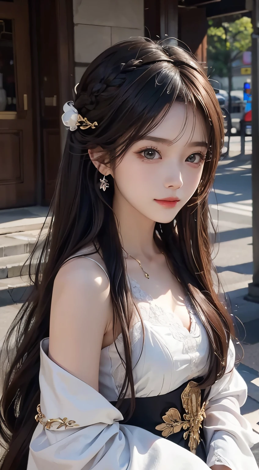 8K Ultra HD, masutepiece, Best Quality, beautiful  Girl, Long hair, Impressive hairstyle, beautiful hair decoration,  girl, ssmile, A sexy, lighting like a movie