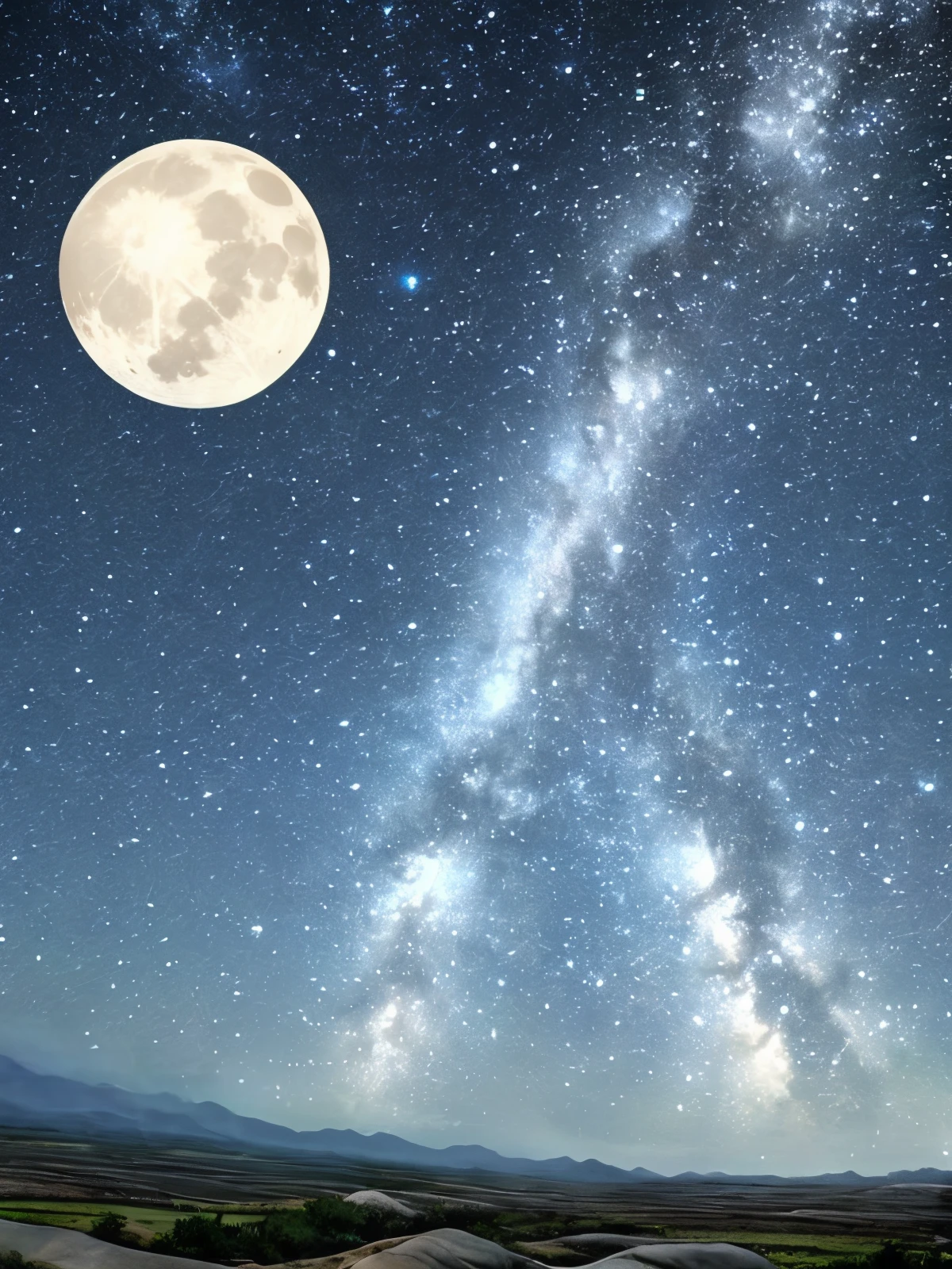 moon galaxy starry sky valley nature huge sight