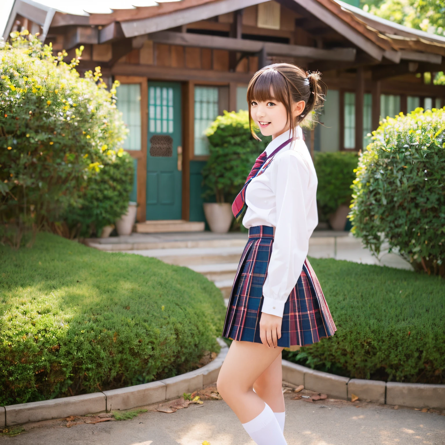 hi-school girl、校服、skirt by the、nffsw、Classroom、kawaii、Brown hair、bobhair、stare、Open your mouth