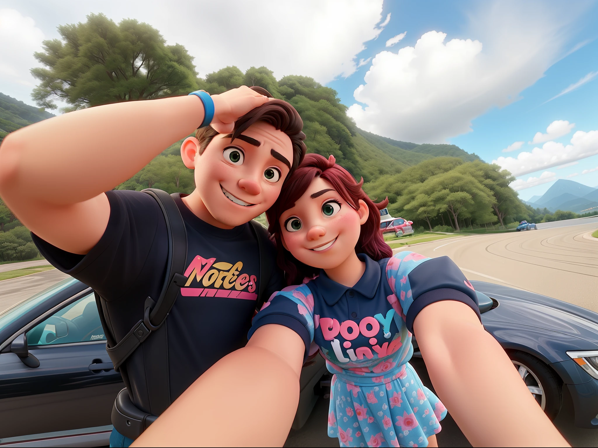they are taking a selfie in front of a car, tyler edlin and natasha tan, jordan grimmer and natasha tan, taken on go pro hero8, 🤬 🤮 💕 🎀, photo taken in 2 0 2 0, 😭 🤮 💕 🎀, shot on gopro9, fujita goro and jones, photo taken with canon 5d, facebook post