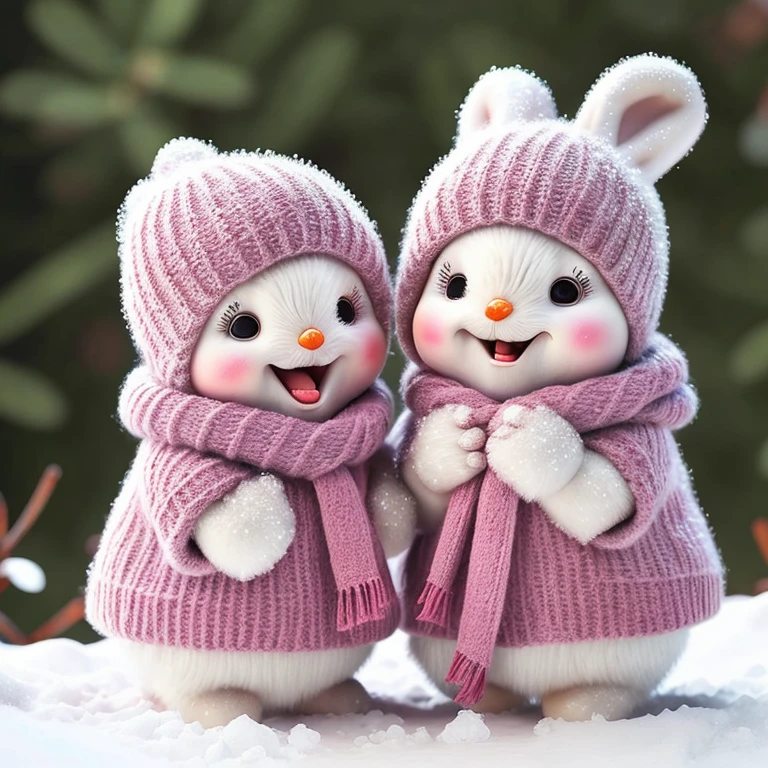 with a snowball、fluffy snow rabbit。
Eyes are rounded、A little nose。
ears are long、fluffly。
the body is white、tome'It's sparkling like snow。
Change the expression and pose of the Snow Rabbit、increase diversity。
NP、A smile、irate、saddened、prepare a surprised expression, etc.。
Or、throw snowballs、with a snowball、Prepare poses such as making a snowman。Hi there!Let'play in the snow!」
「tome'Winters!tome'It's cold!」
「Let'make a snowman