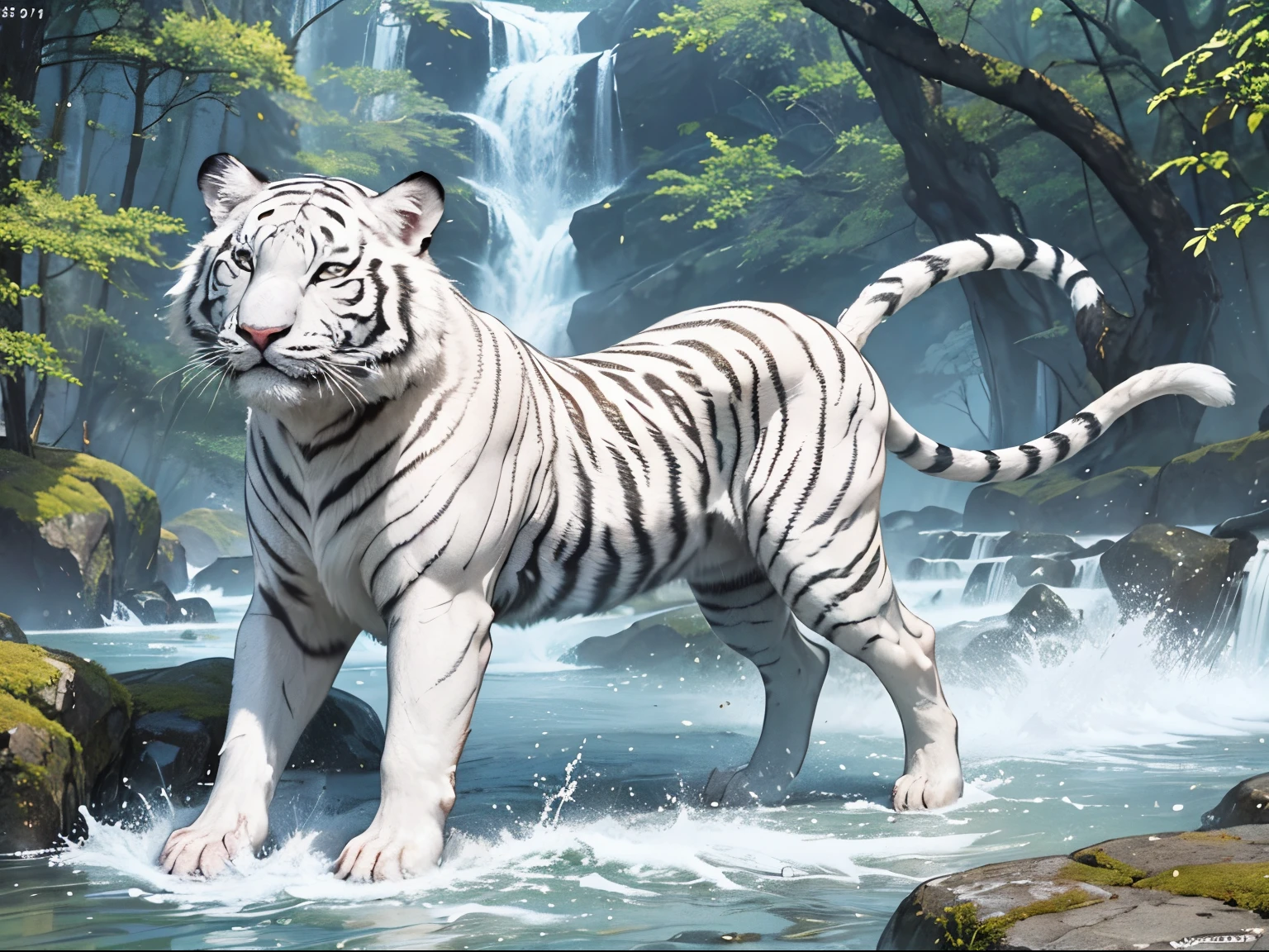 The image of the white tiger in the Great Wilderness Sutra,Show people's interest in nature、Understanding and imagining life and the universe,Show the characteristics and spirit of Chinese culture