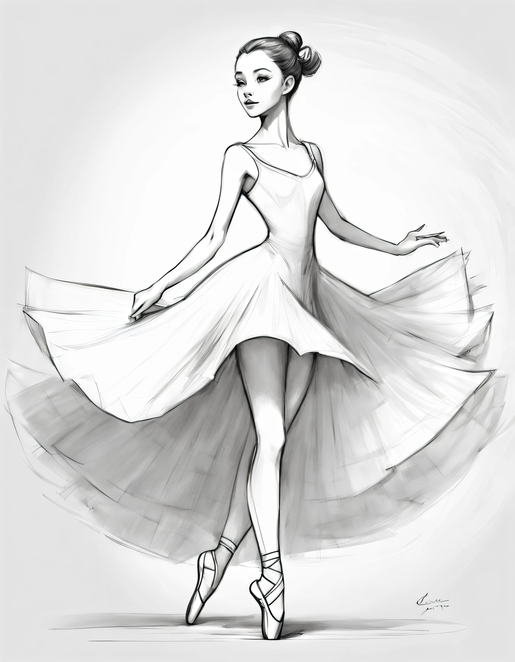 A drawing of a ballerina in a white dress SeaArt AI