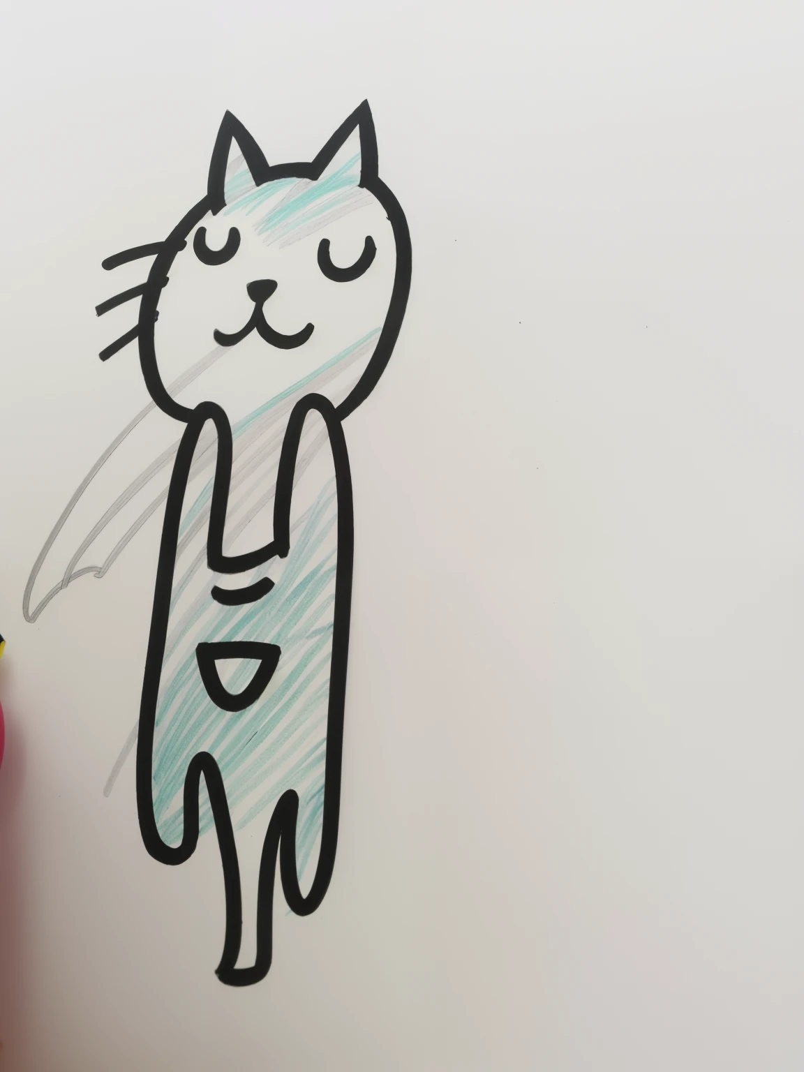Draw a cat with a bow on its back, Gamine&#39;designs, Children's drawing, cat design, anthro cat, Children's drawing, child-based&#39;drawing, Children's drawing, badly drawn, Children's drawing, anthropomorphic cat, a drawing, Illustration of a cat, simple drawing