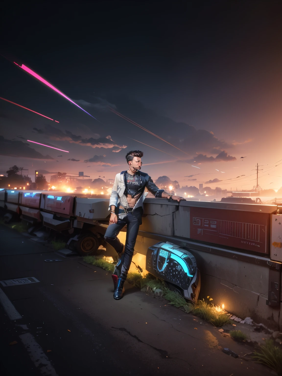 Change background cyberpunk handsome boy realistic face. 8k ultra realistic
