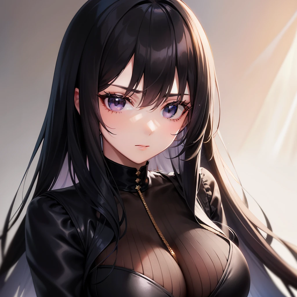A pretty, gorgeous lady, with long black hair and black eyes, wearing a classy clothes, a celebrity in modern era, close up.